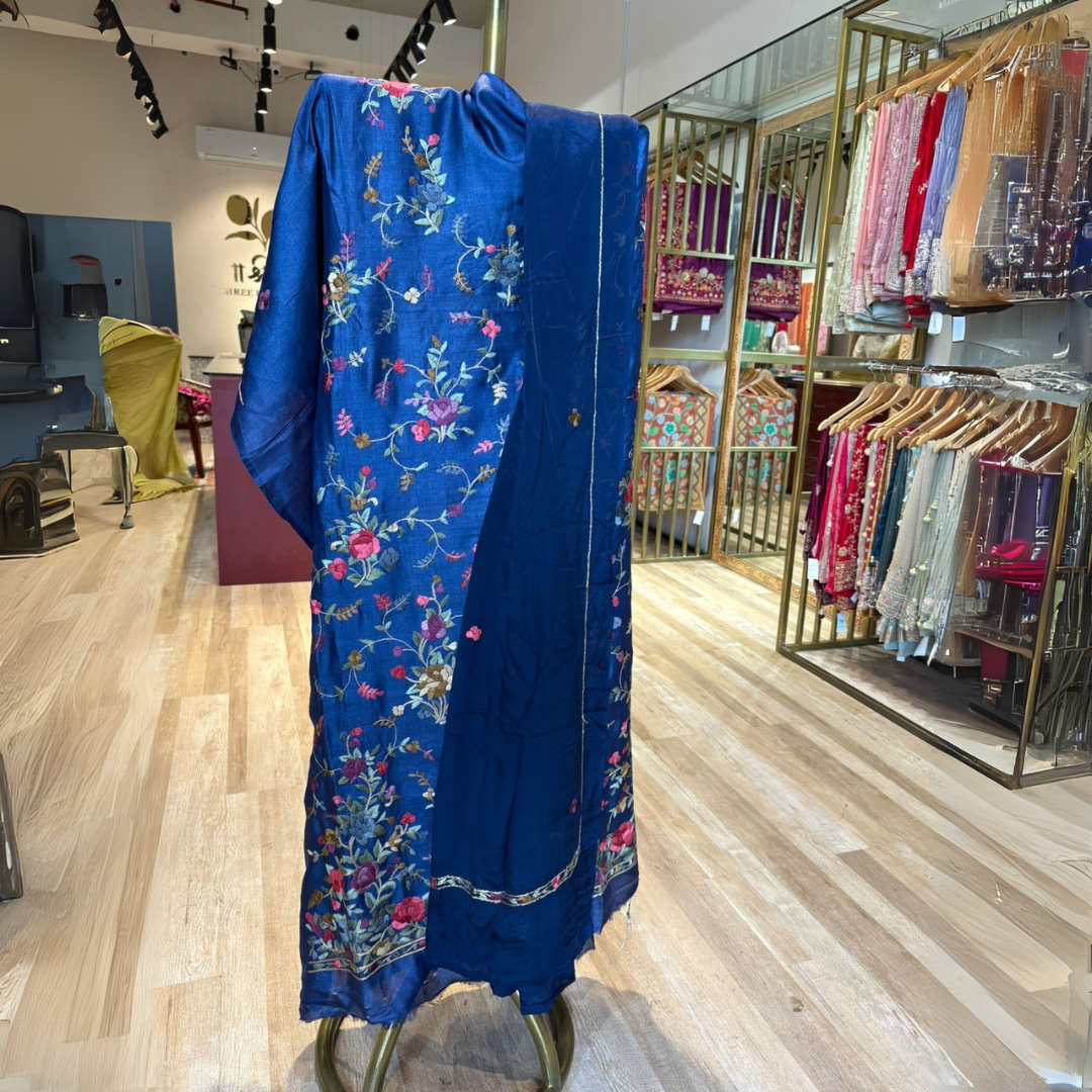 Pure Hand Gara Parsi Tussur Silk Suit Set