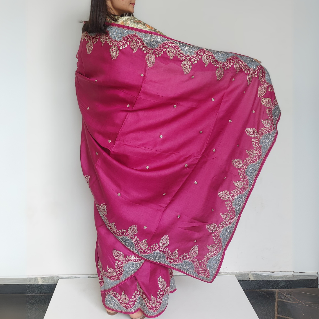 Pure tussur pita work saree