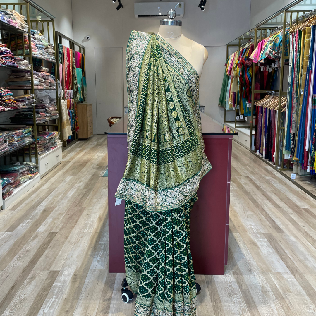 Pure georgette  badhani with jardoshi work