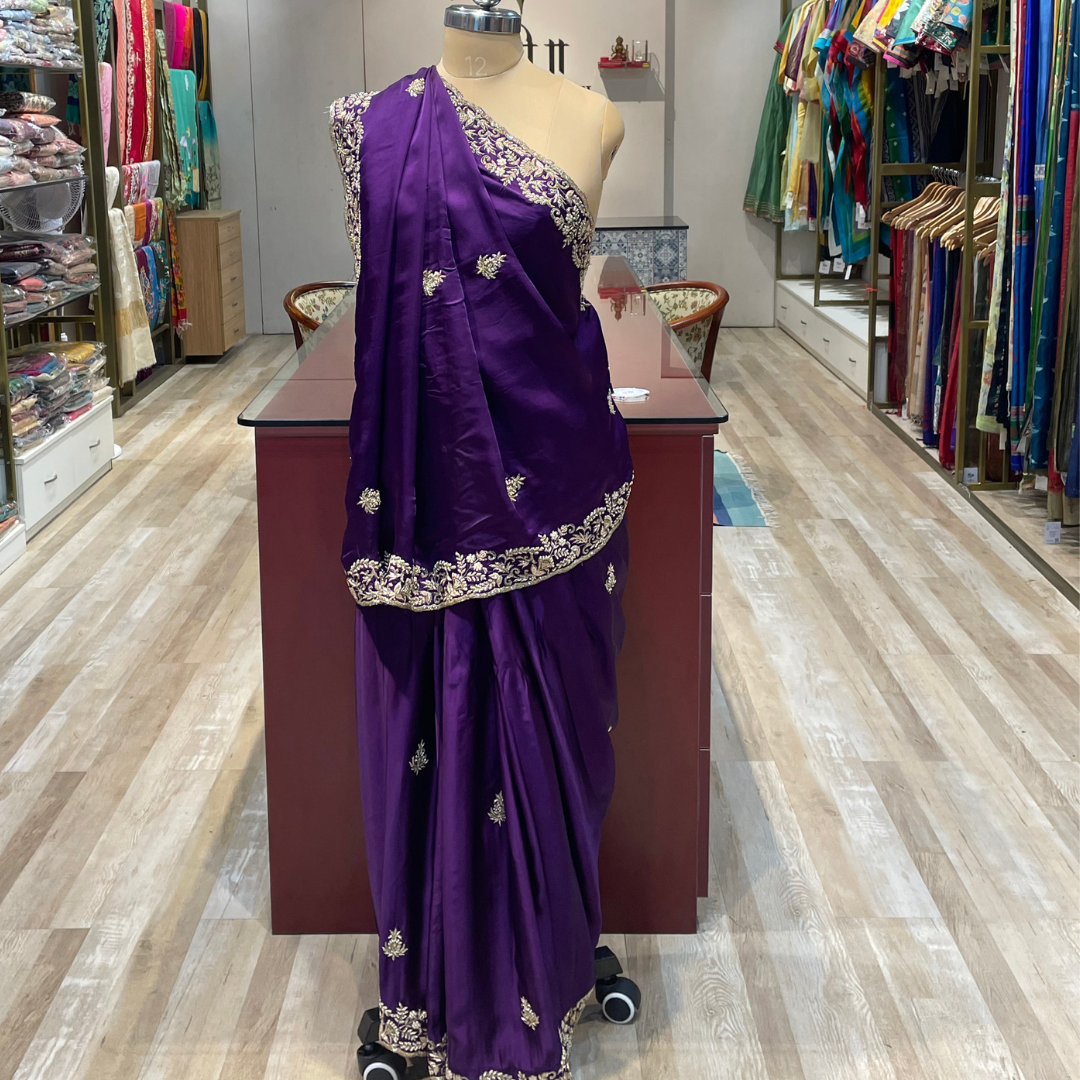 Pure satin silk  with hand work