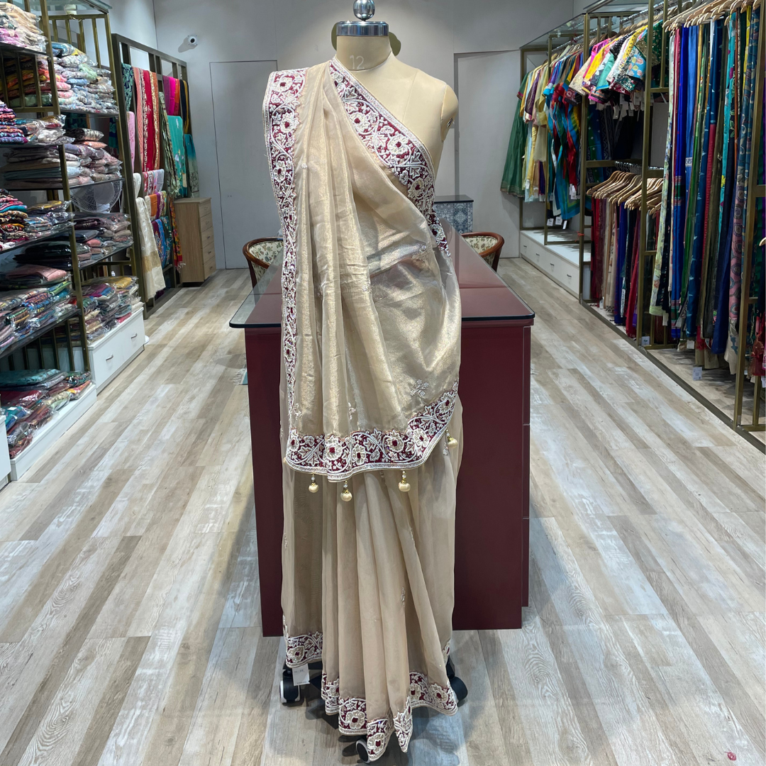 Pure Tissue  silk with hand work