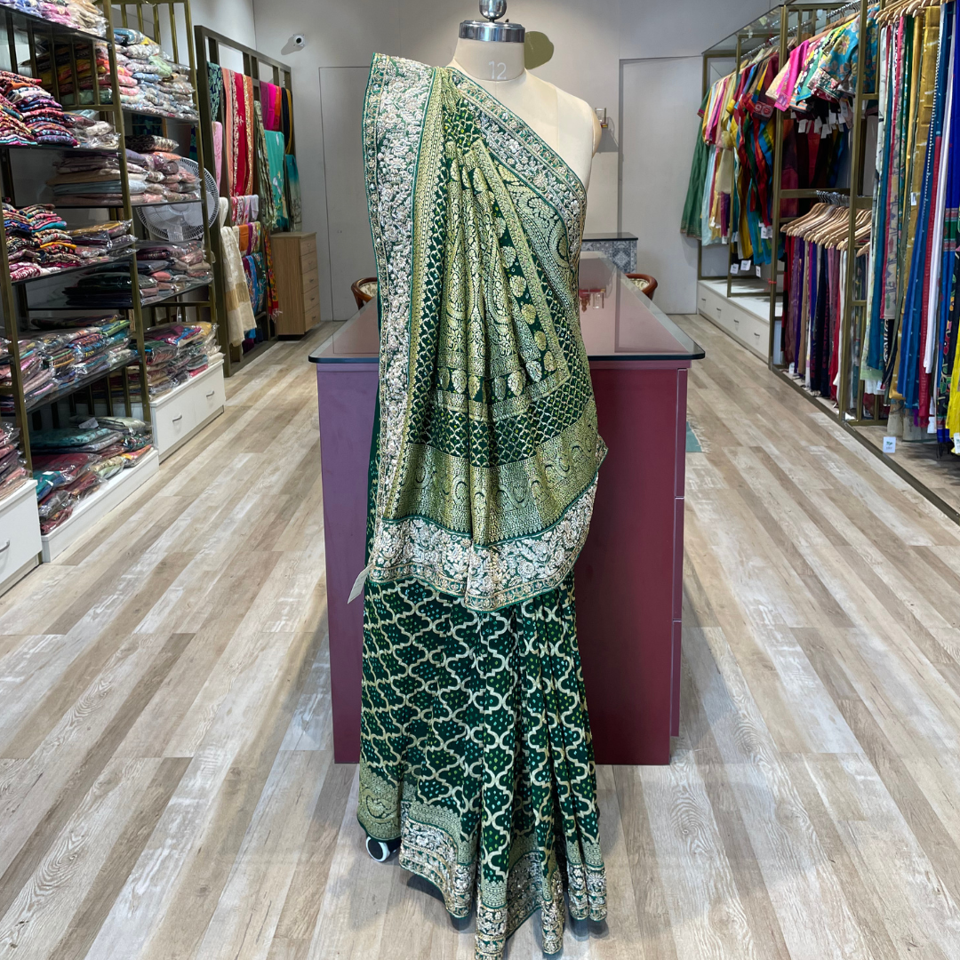 Pure georgette  badhani with jardoshi work