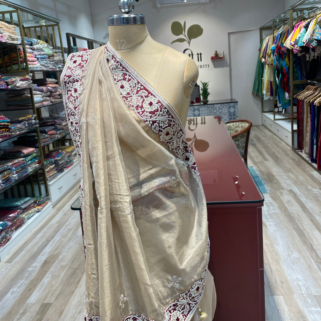 Pure Tissue  silk with hand work