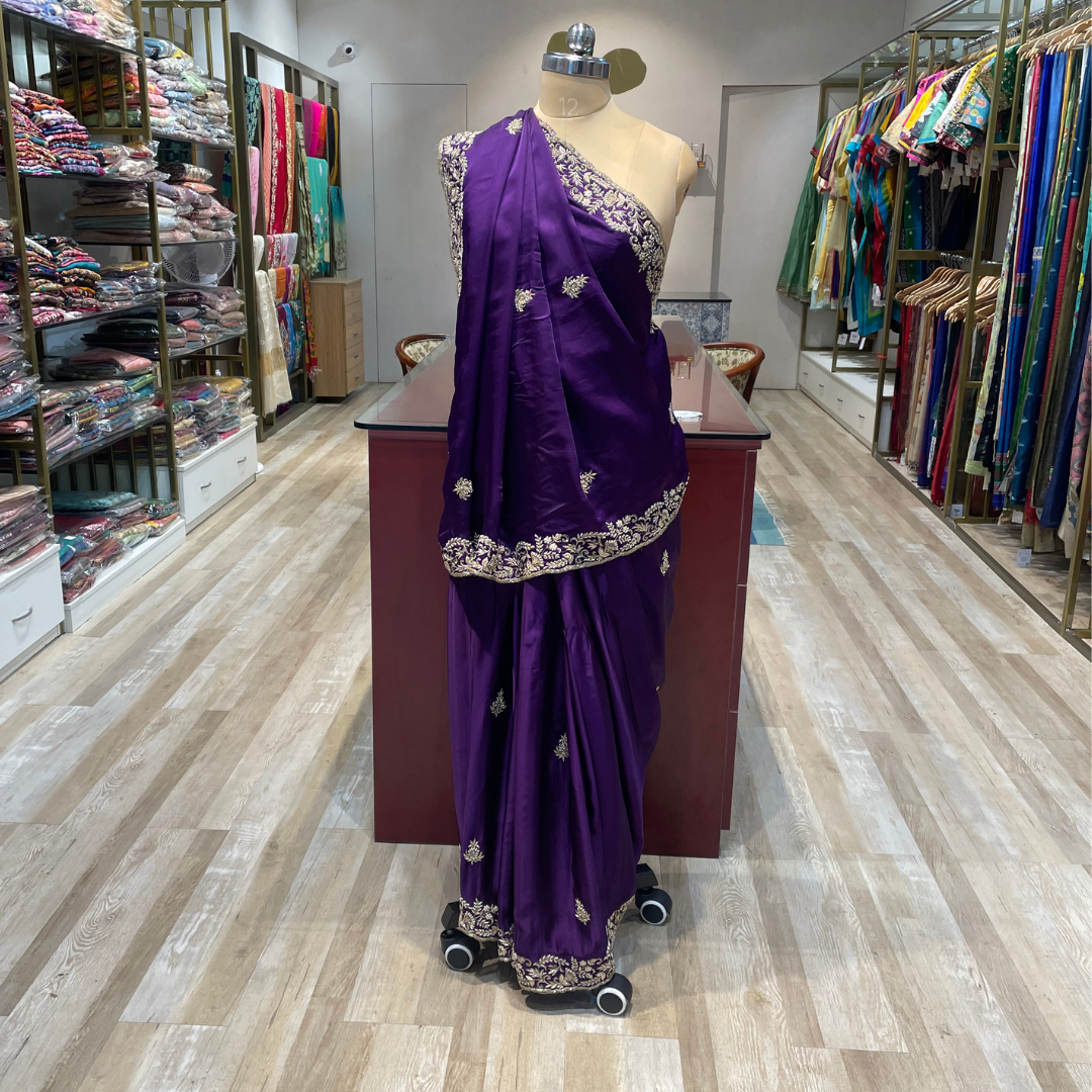 Pure satin silk  with hand work