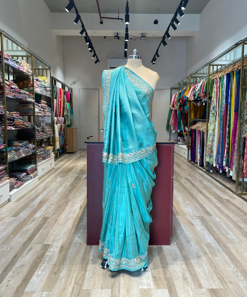 Pure tissue silk zardosi  work saree