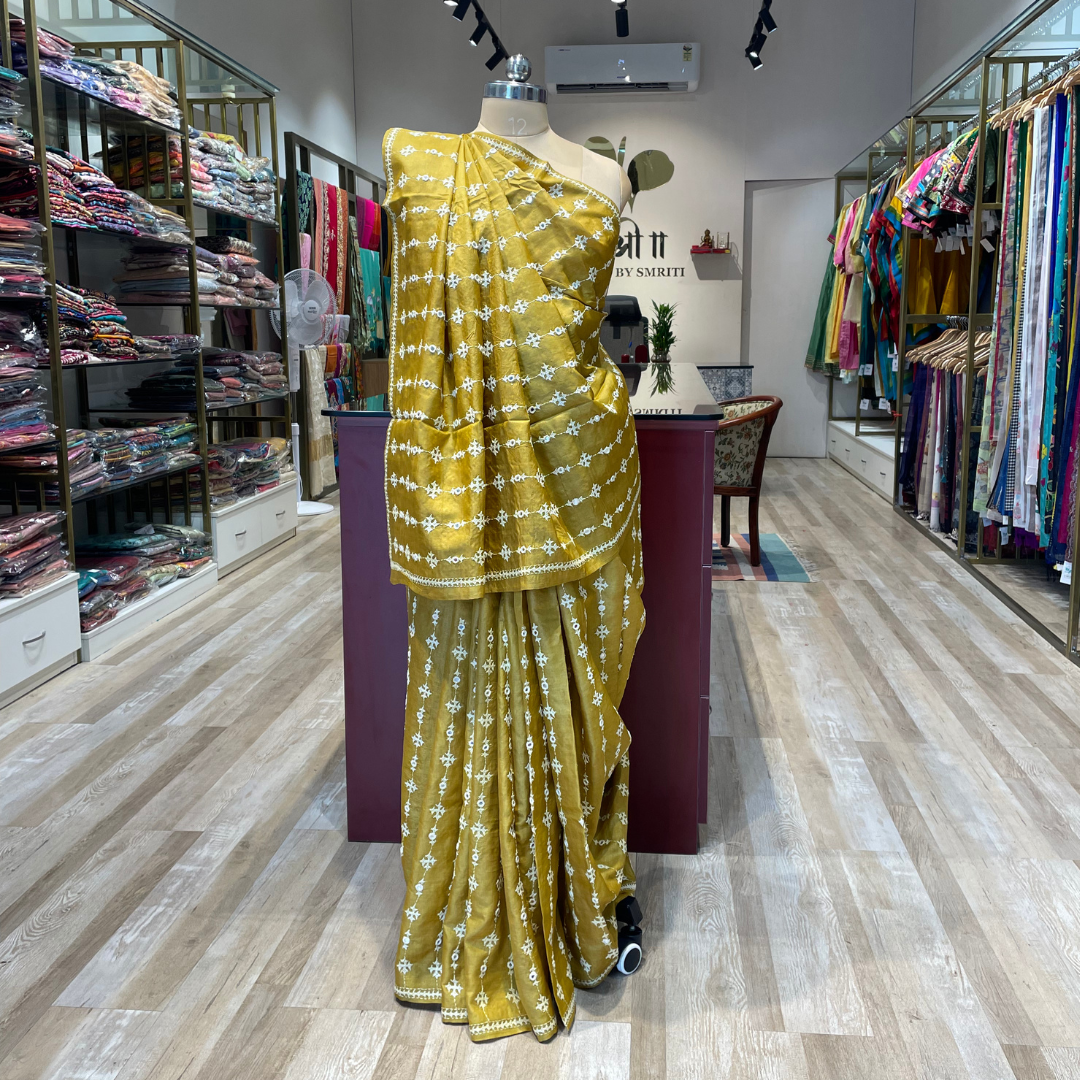 Gujarati work tussar saree