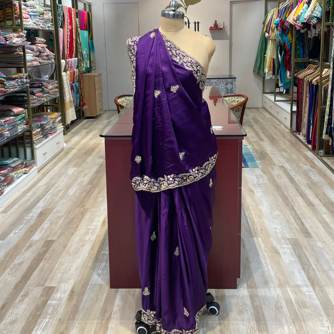 Pure satin silk  with hand work