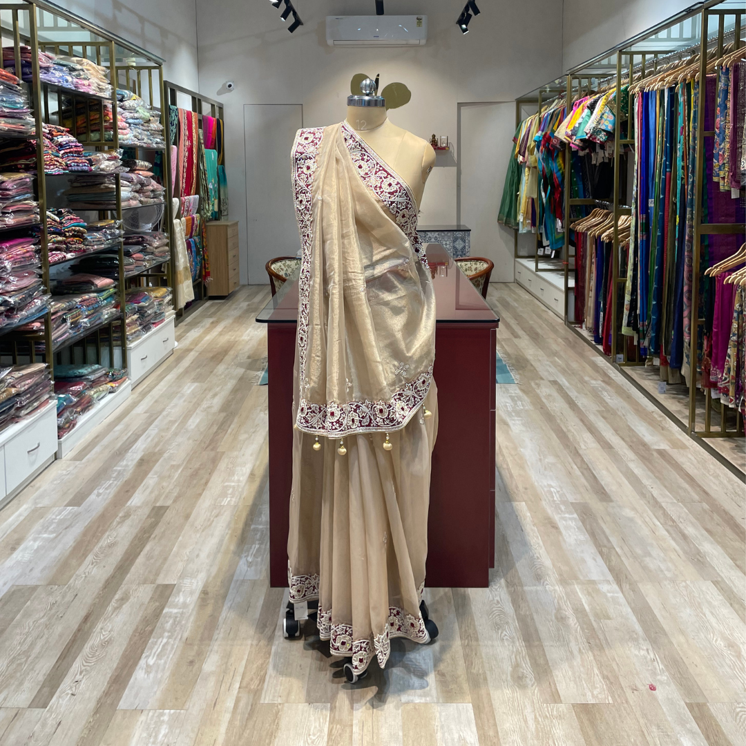 Pure Tissue  silk with hand work