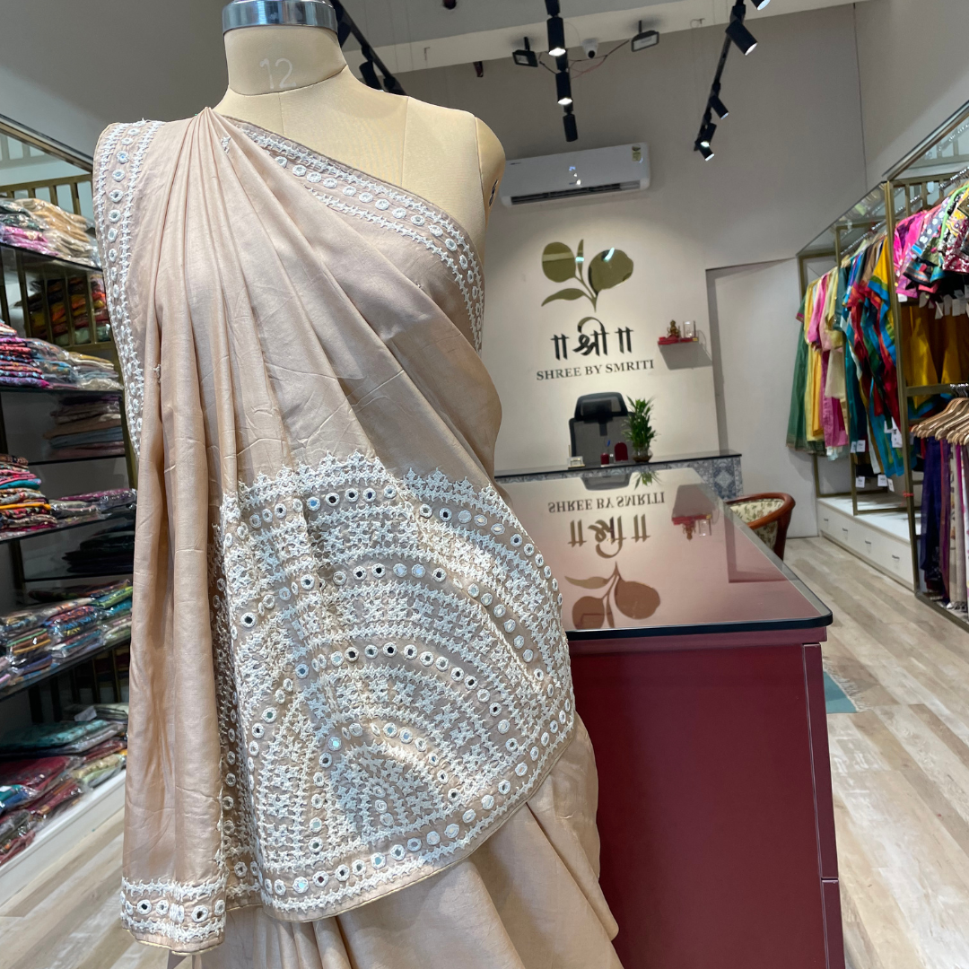 Gujarati work tussar saree