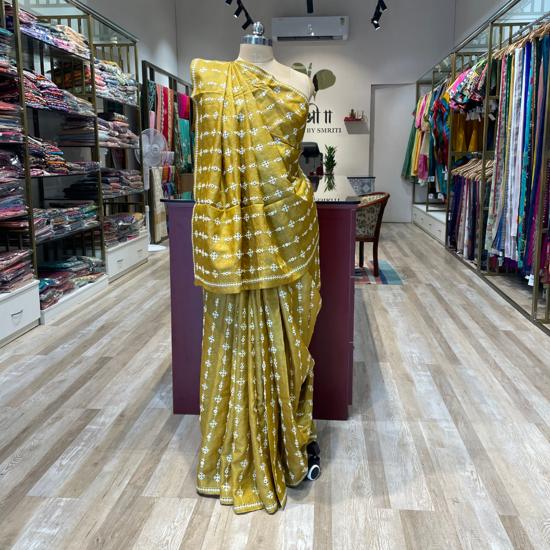 Gujarati work tussar saree