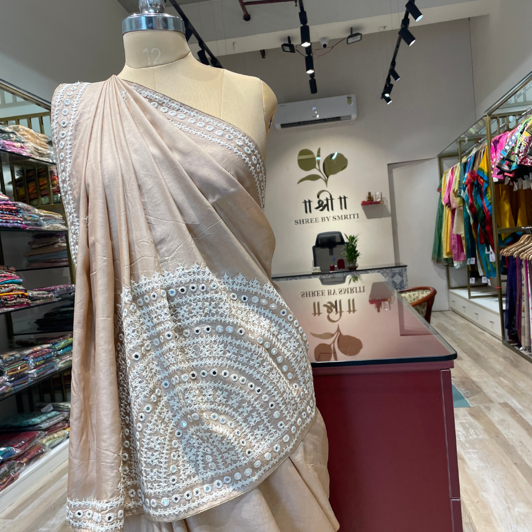 Gujarati work tussar saree