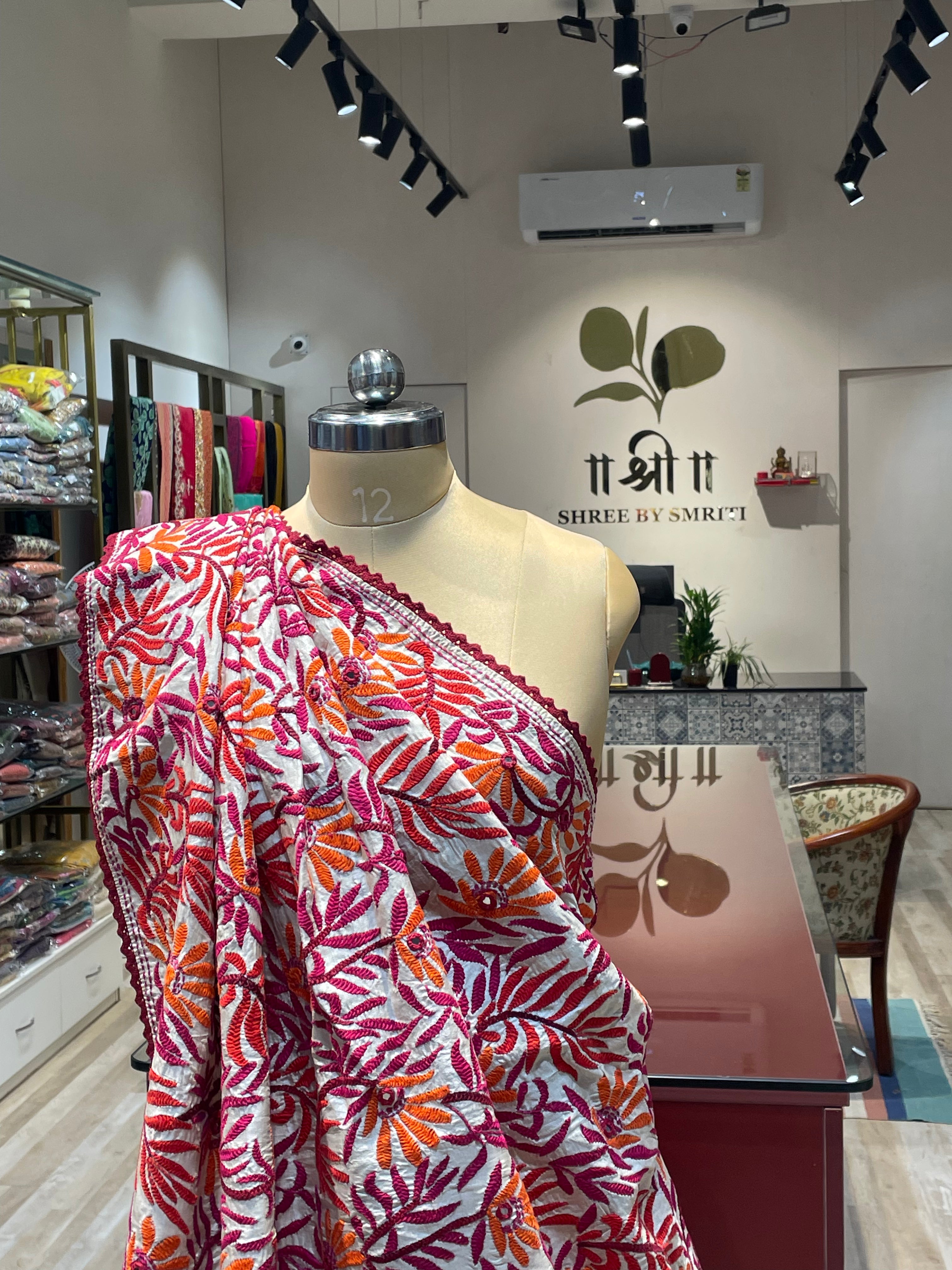 Pure tussur silk kathiyawadi hand work