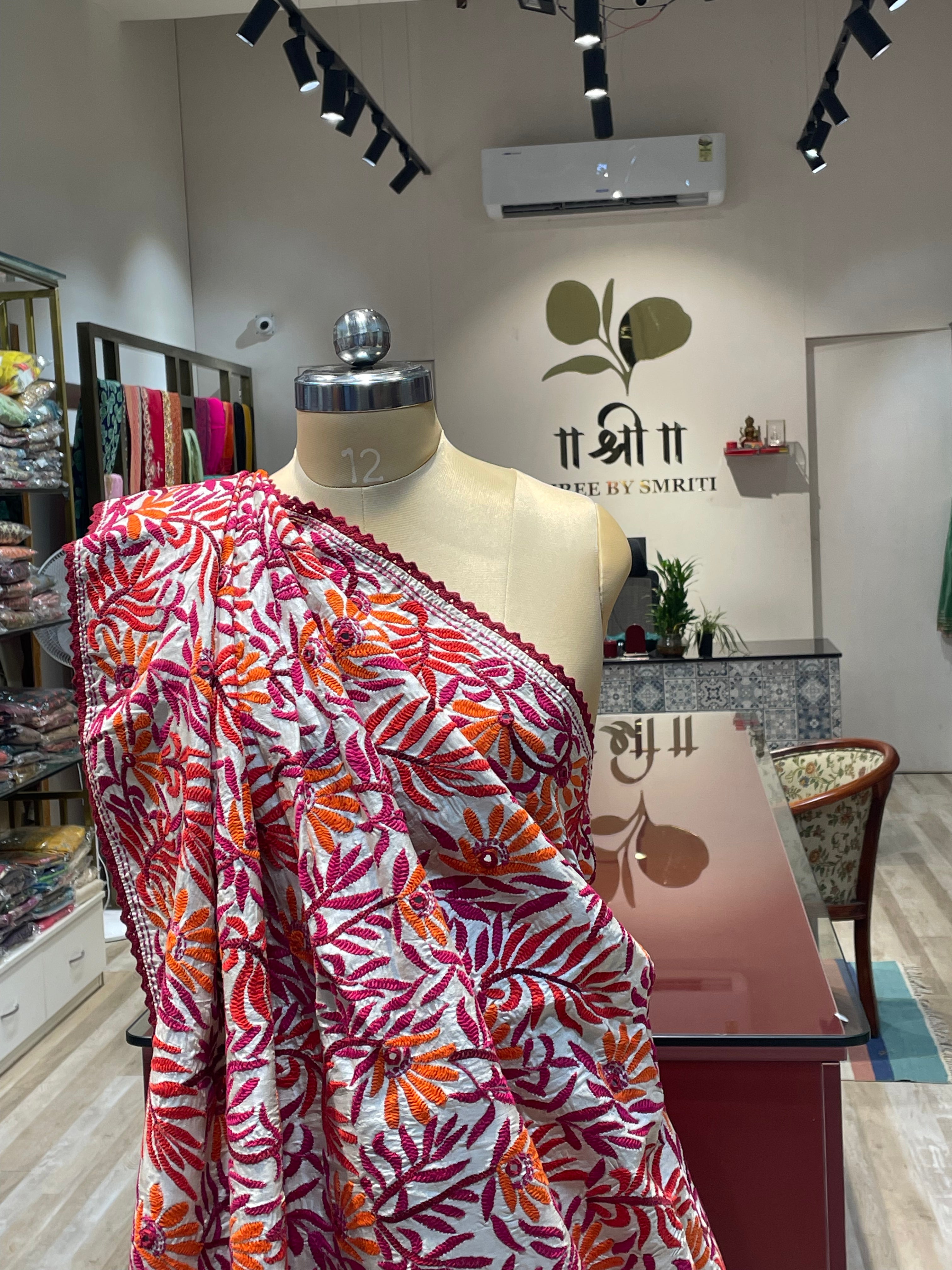 Pure tussur silk kathiyawadi hand work