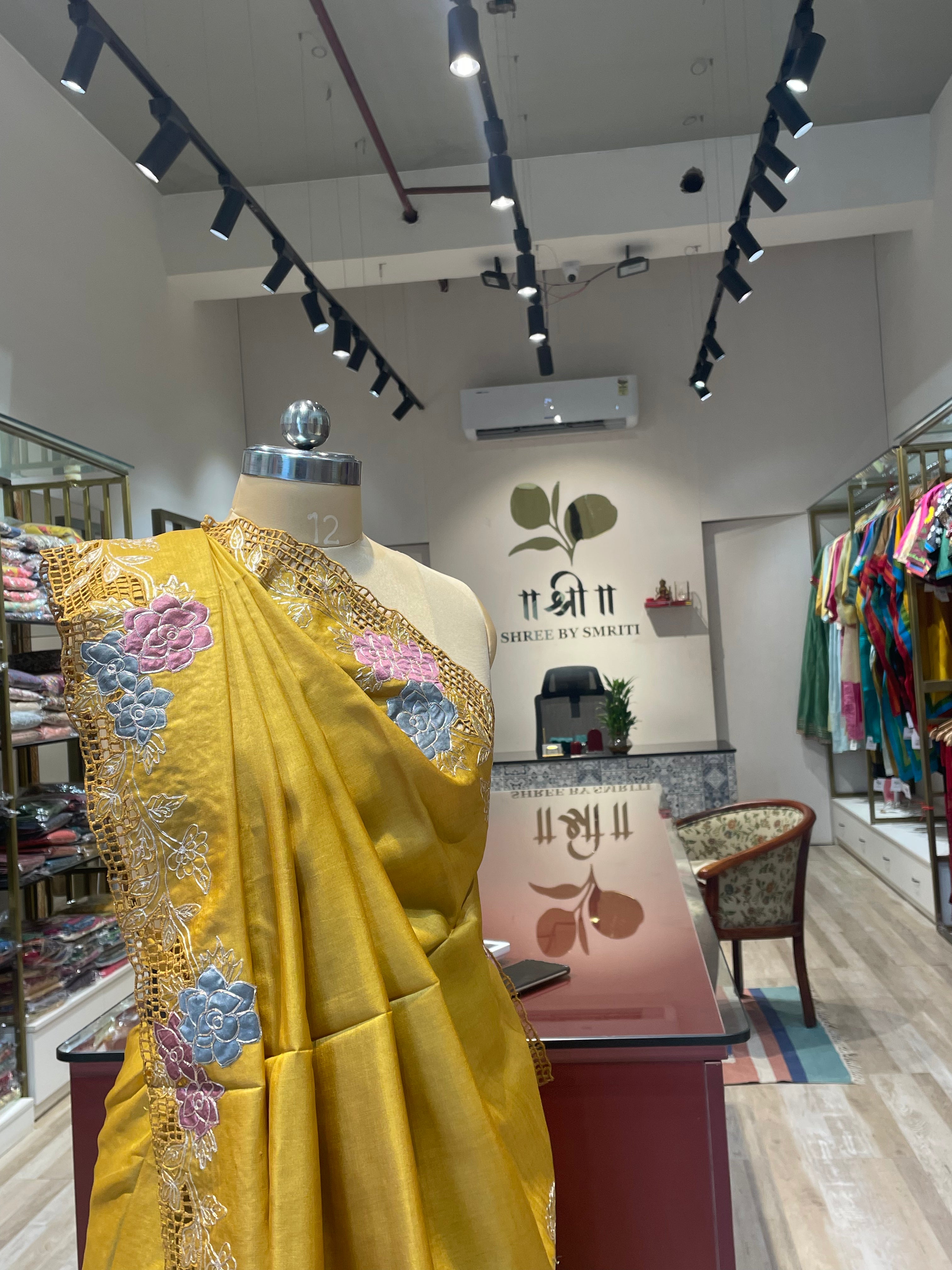 Pure tussar , pita,applique, cutwork saree