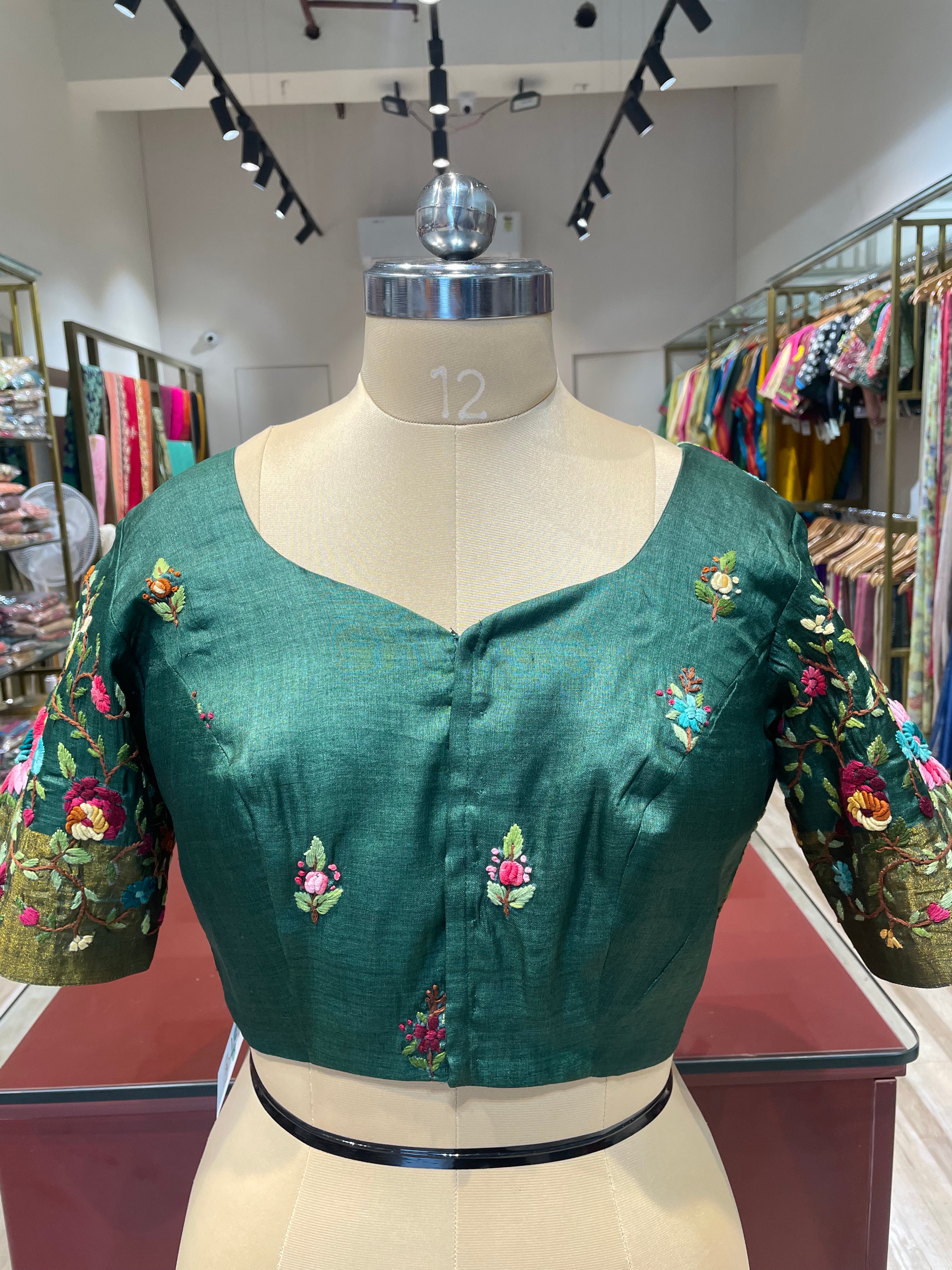 Tussar silk thread work blouse