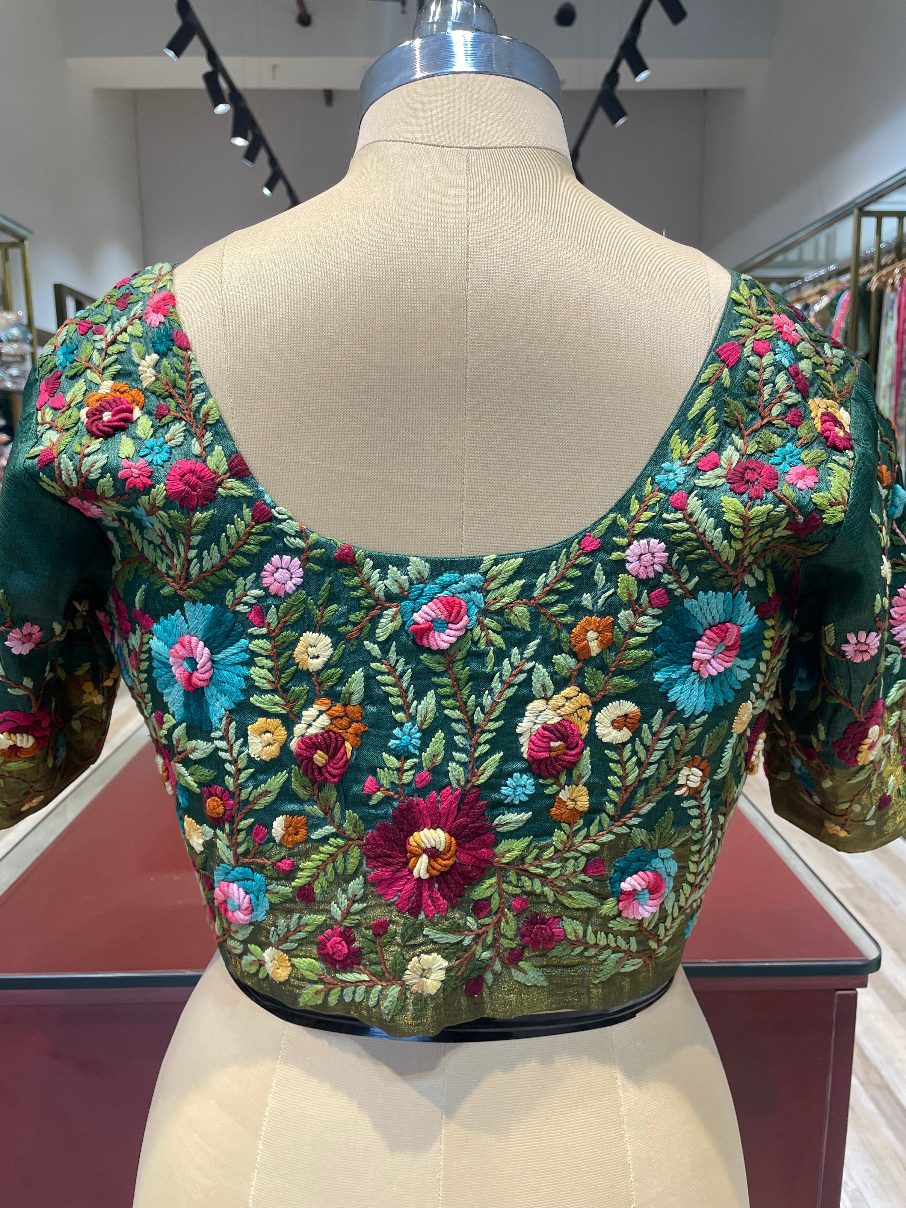 Tussar silk thread work blouse