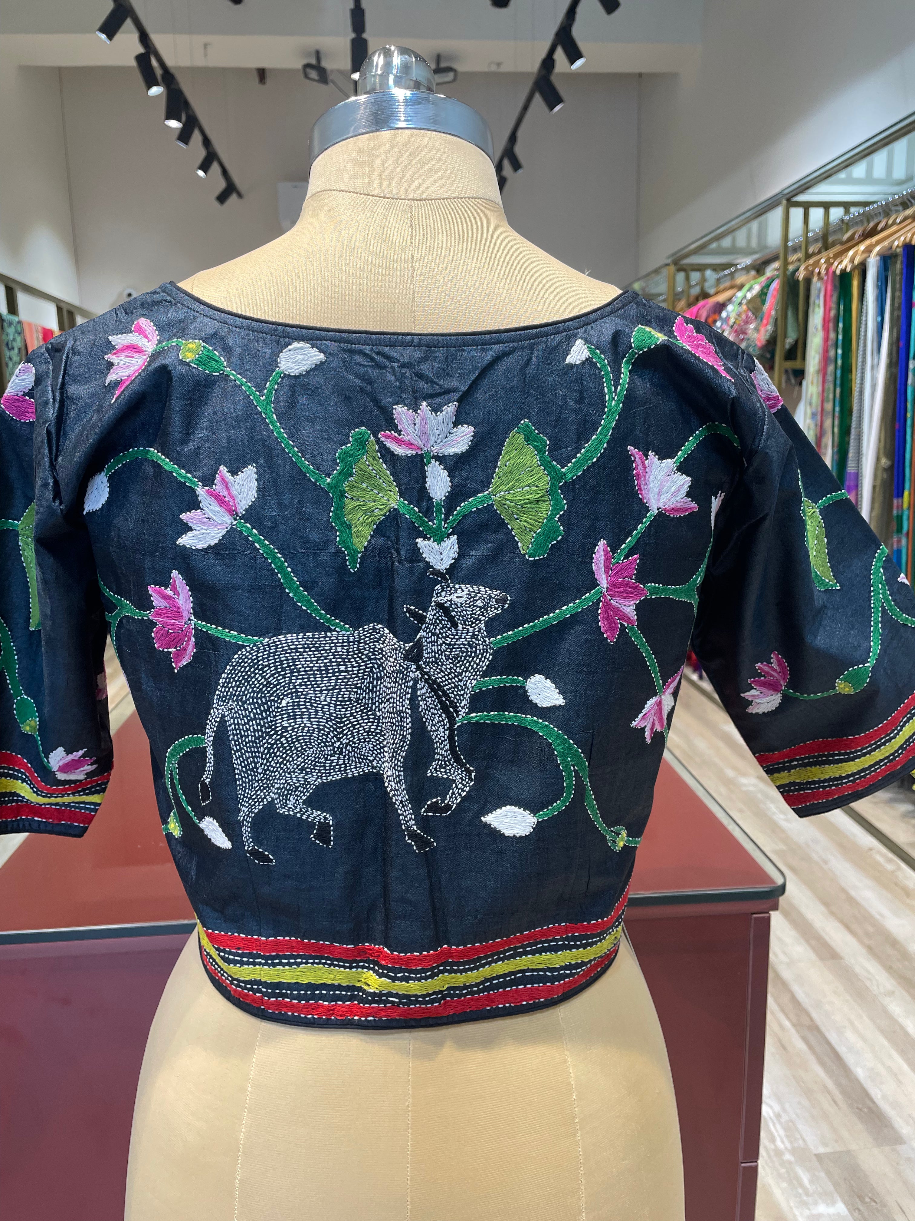 Tussar silk kanthawork Blouse