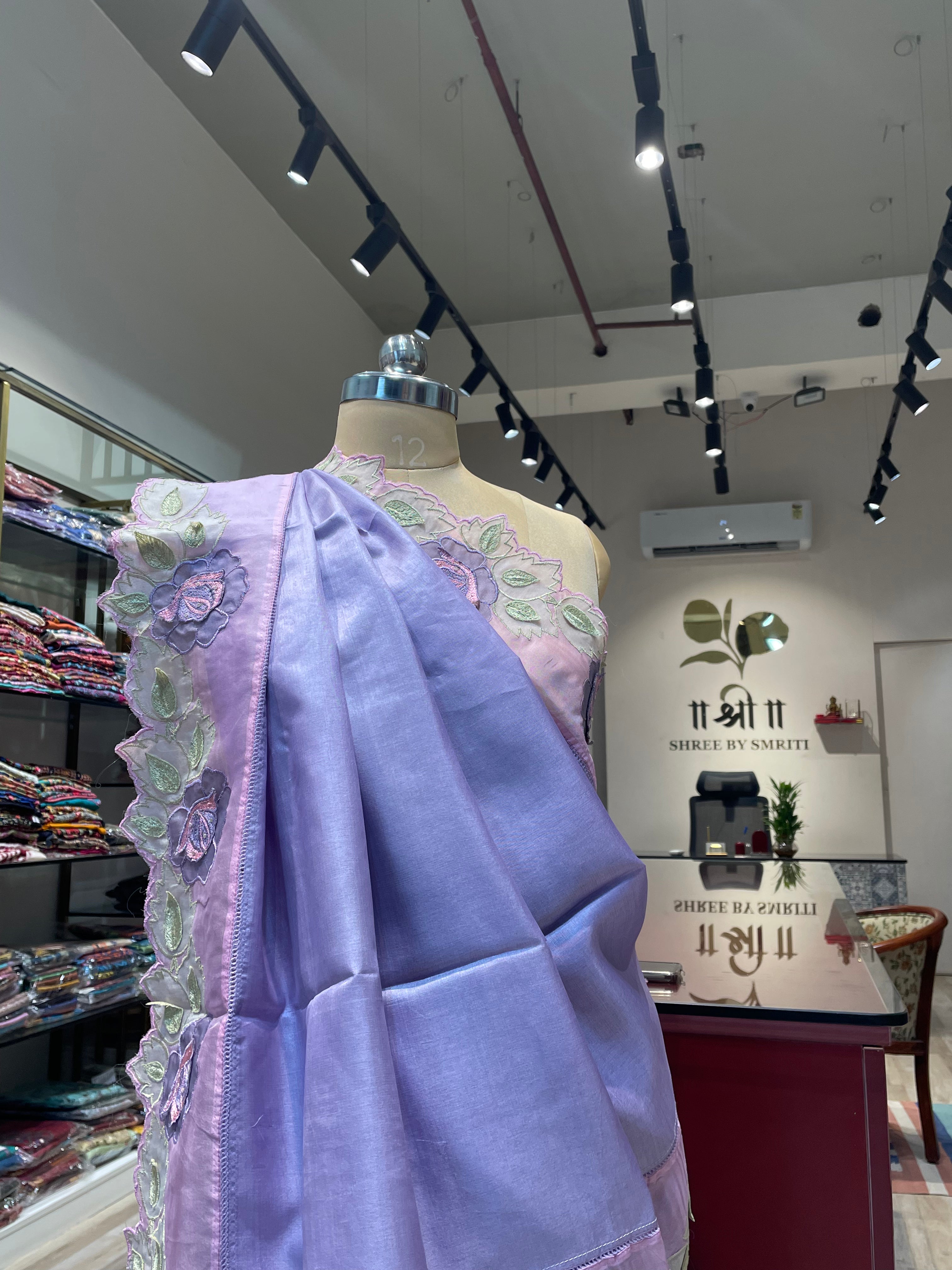 Pure tussar silk saree with applique work (LP)