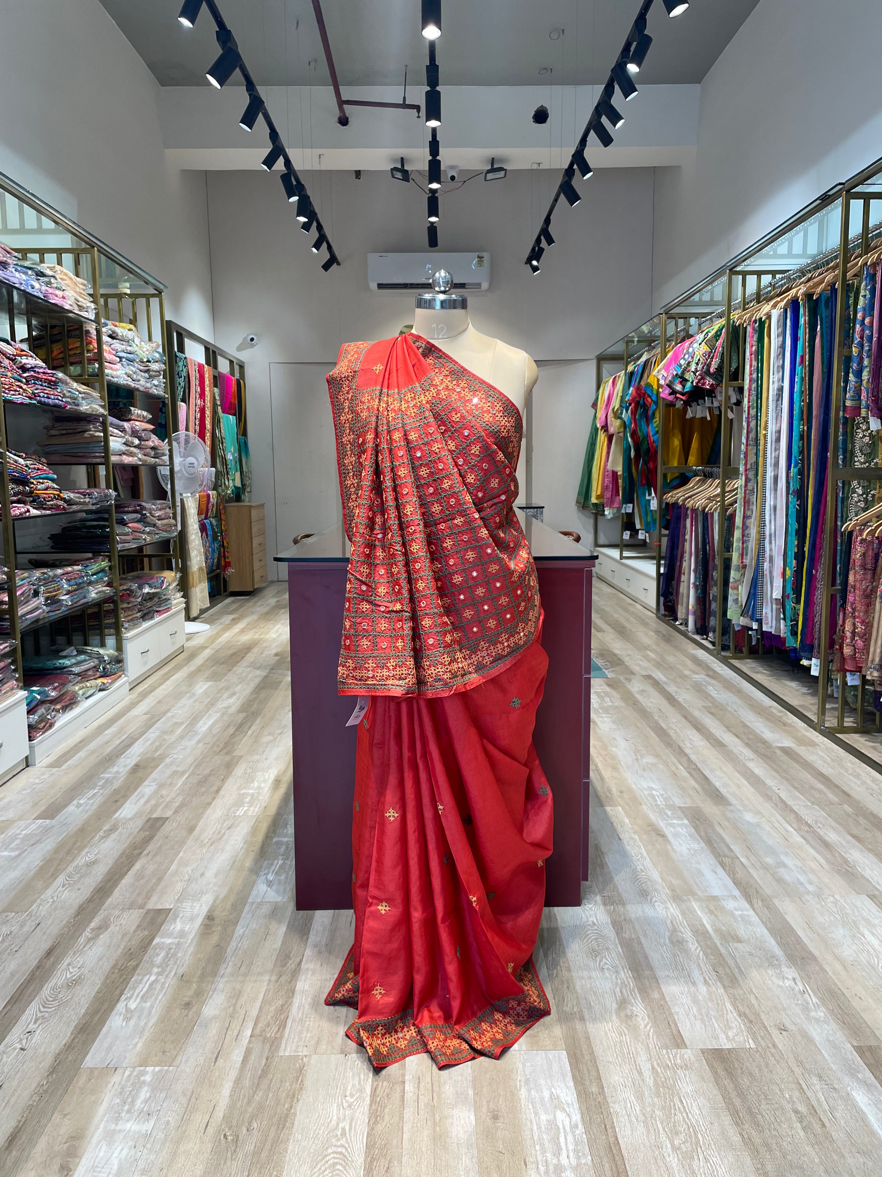 Pure tussar silk saree with Gujarati work (R)