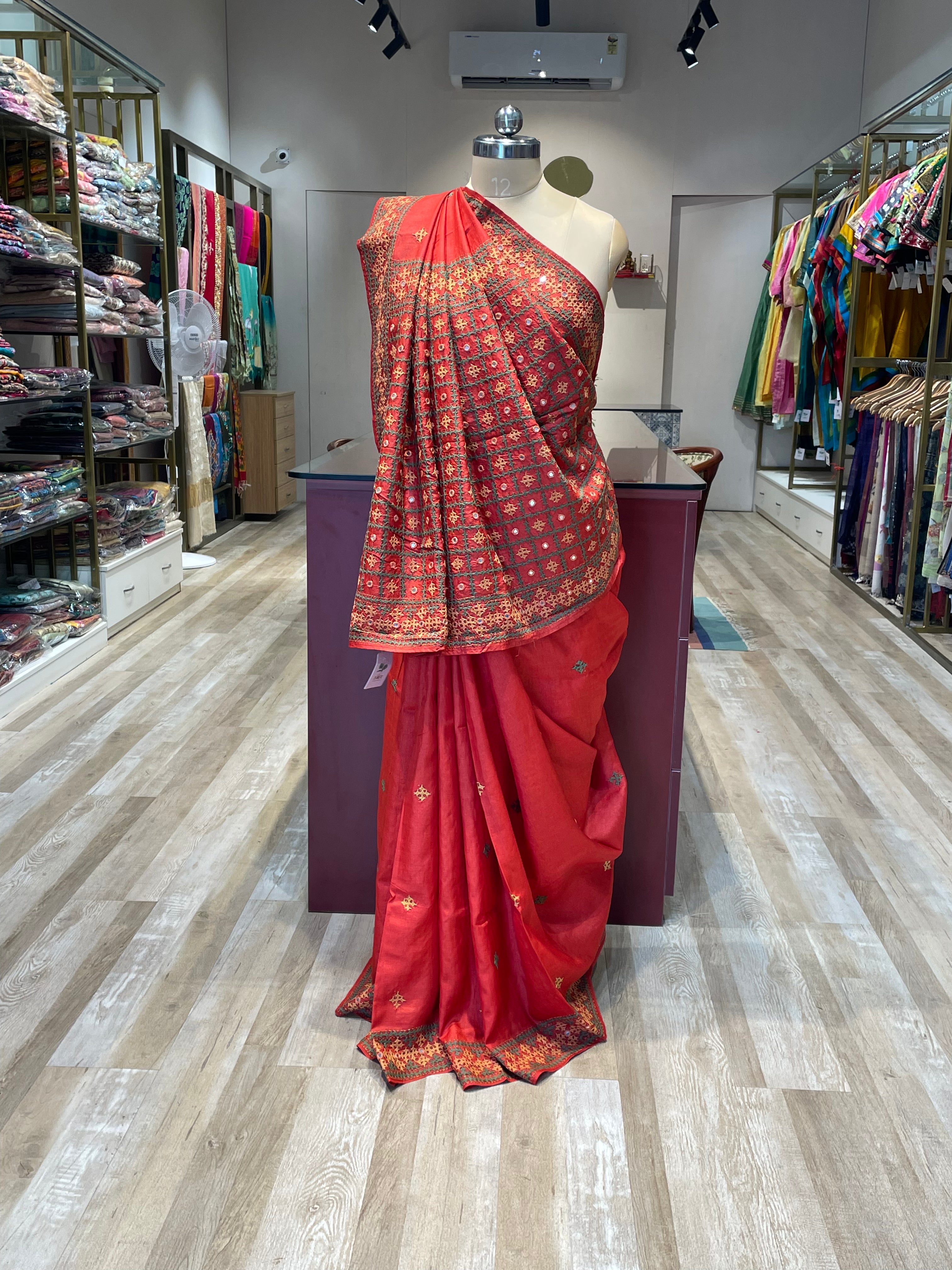 Tussar saree gujarati work