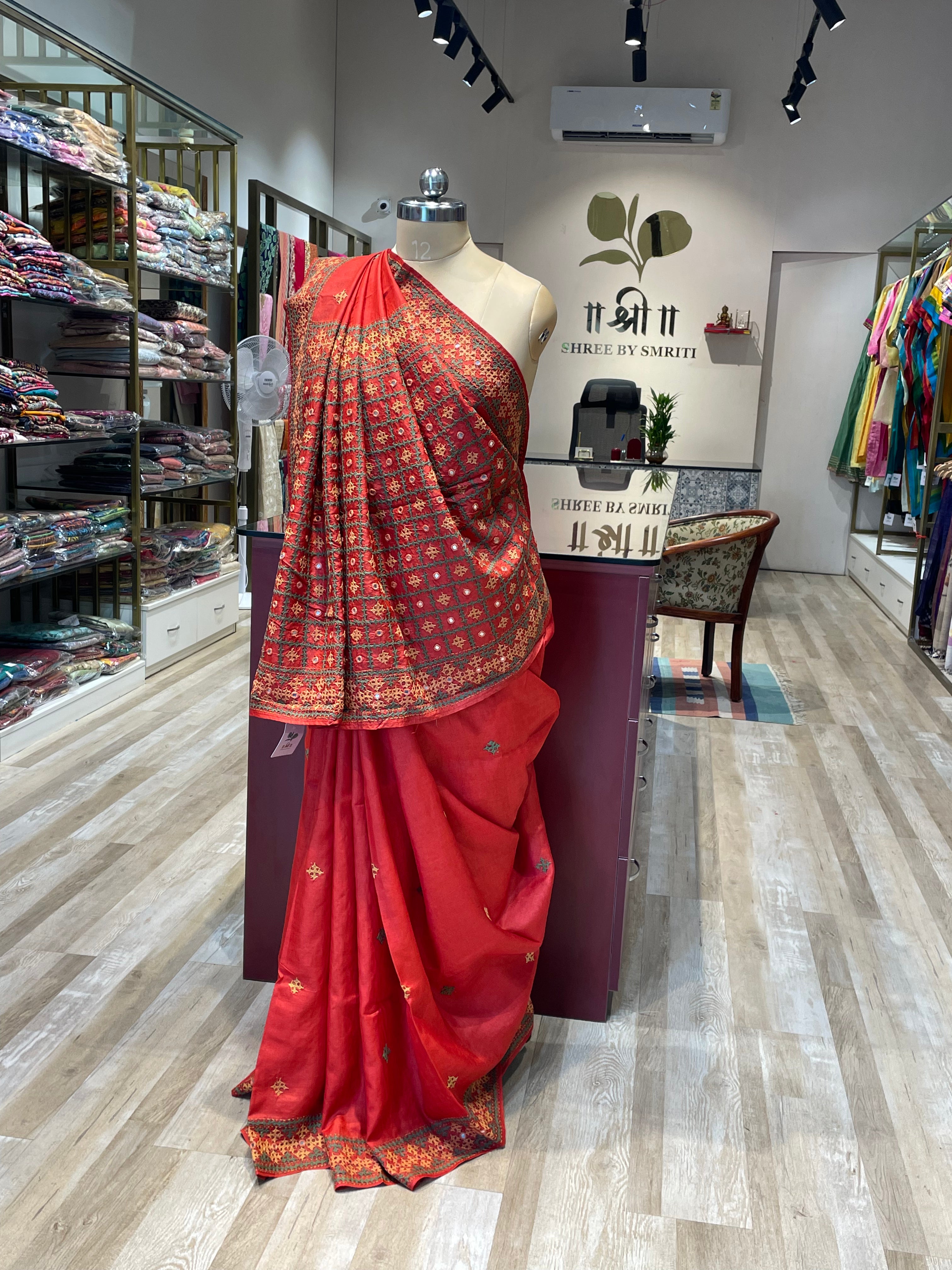 Pure tussar silk saree with Gujarati work (R)