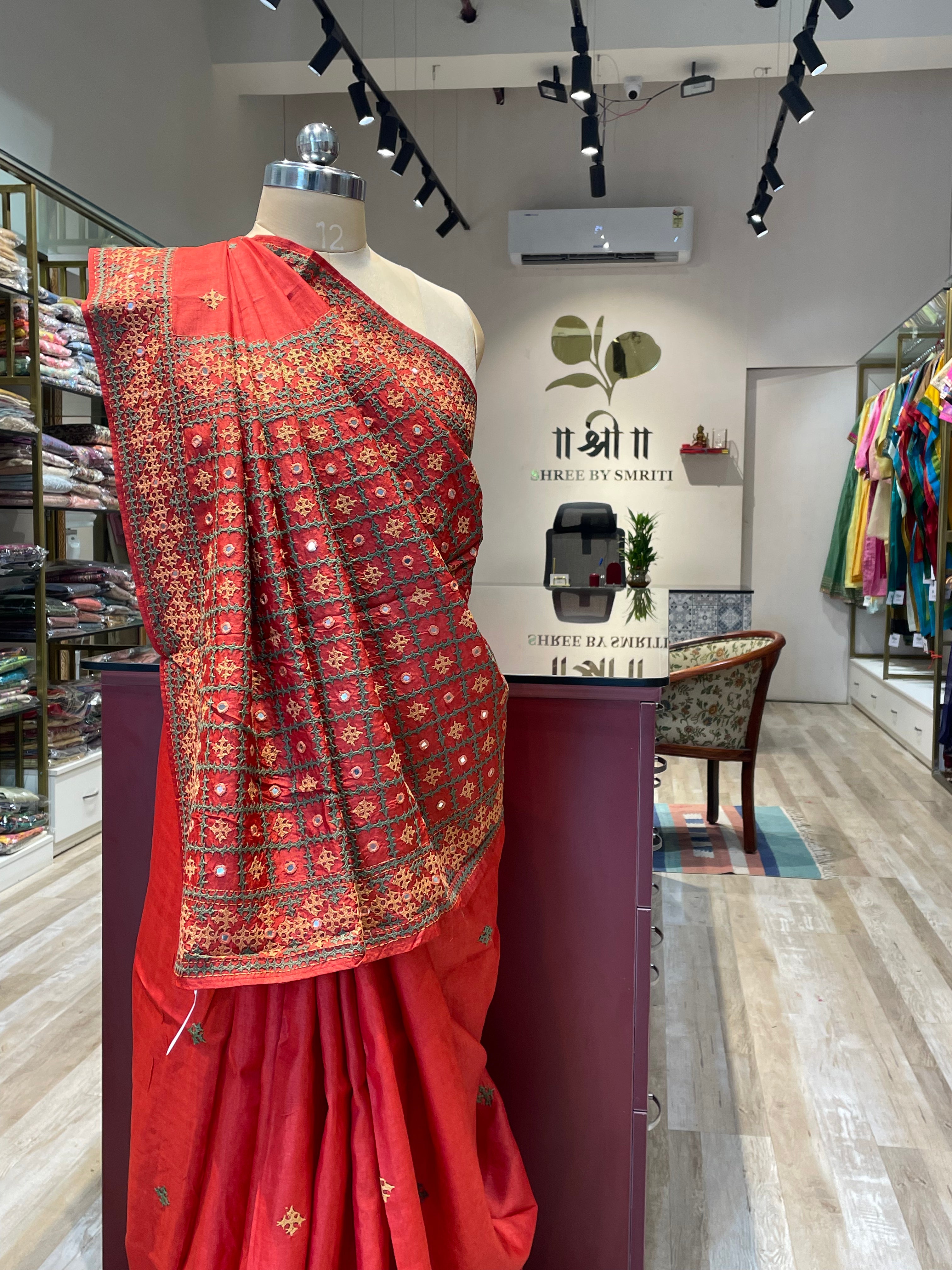 Tussar saree gujarati work