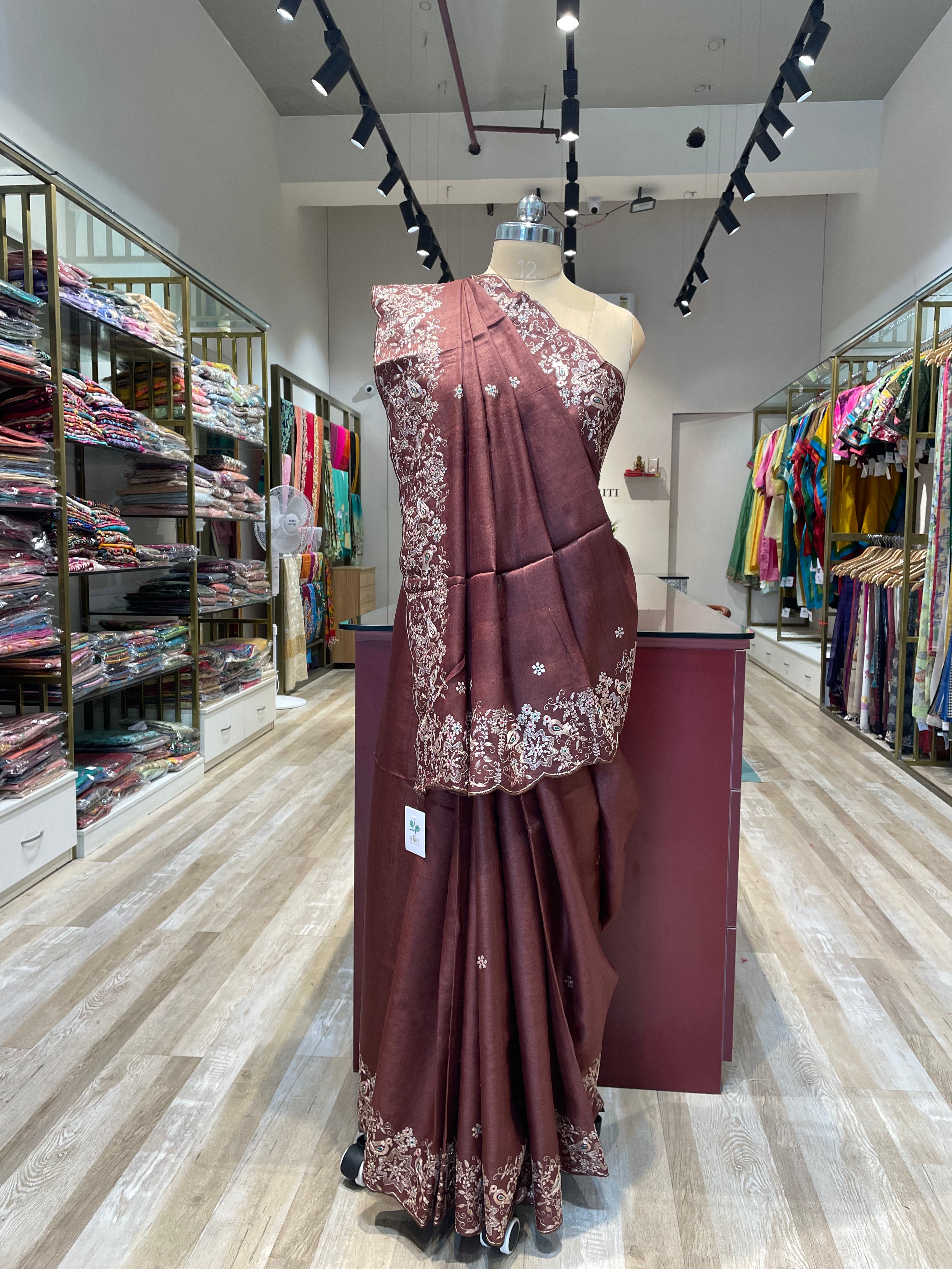 Pita work tussar saree