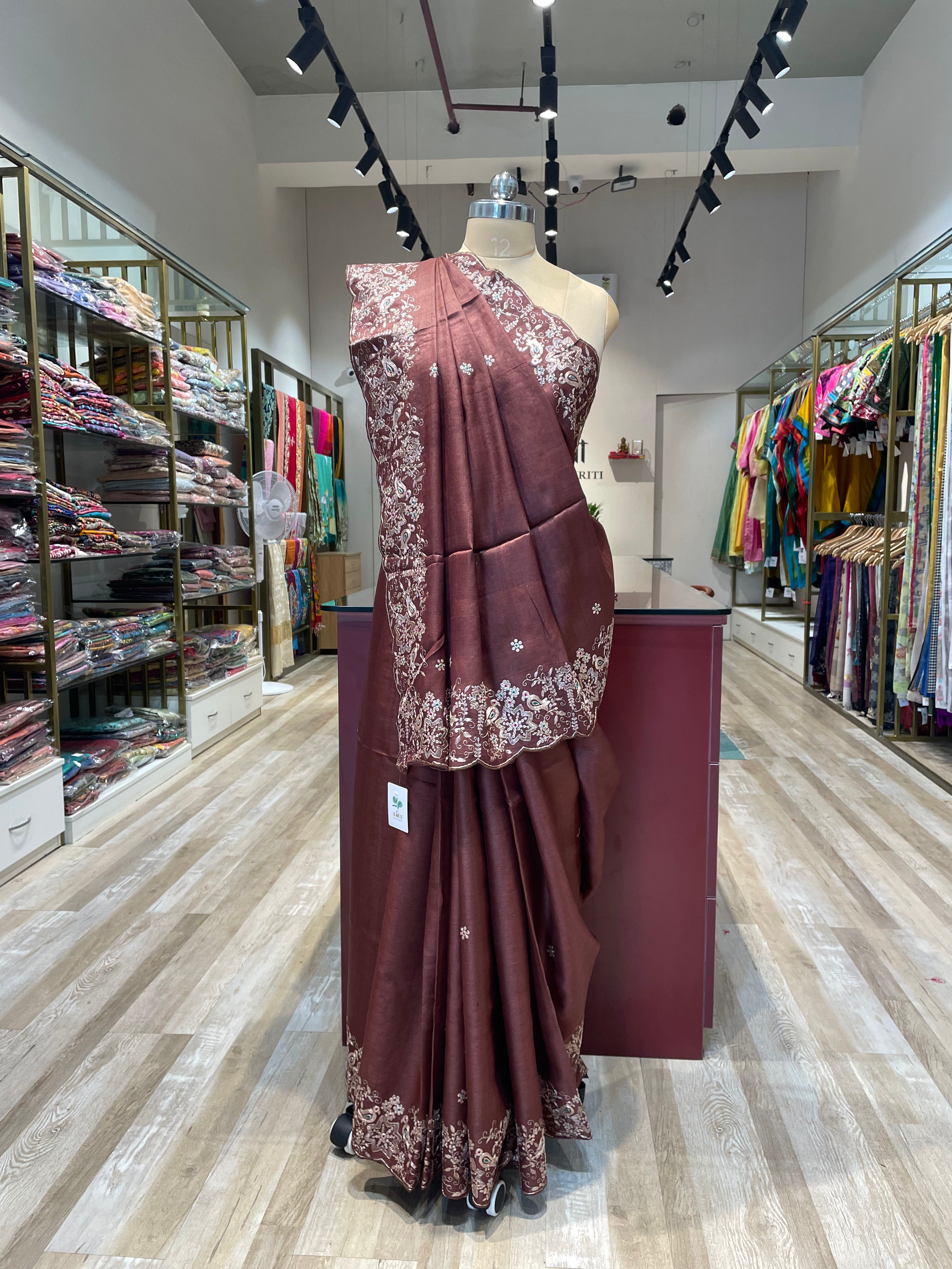 Pure tussar silk saree with pita work (MW)