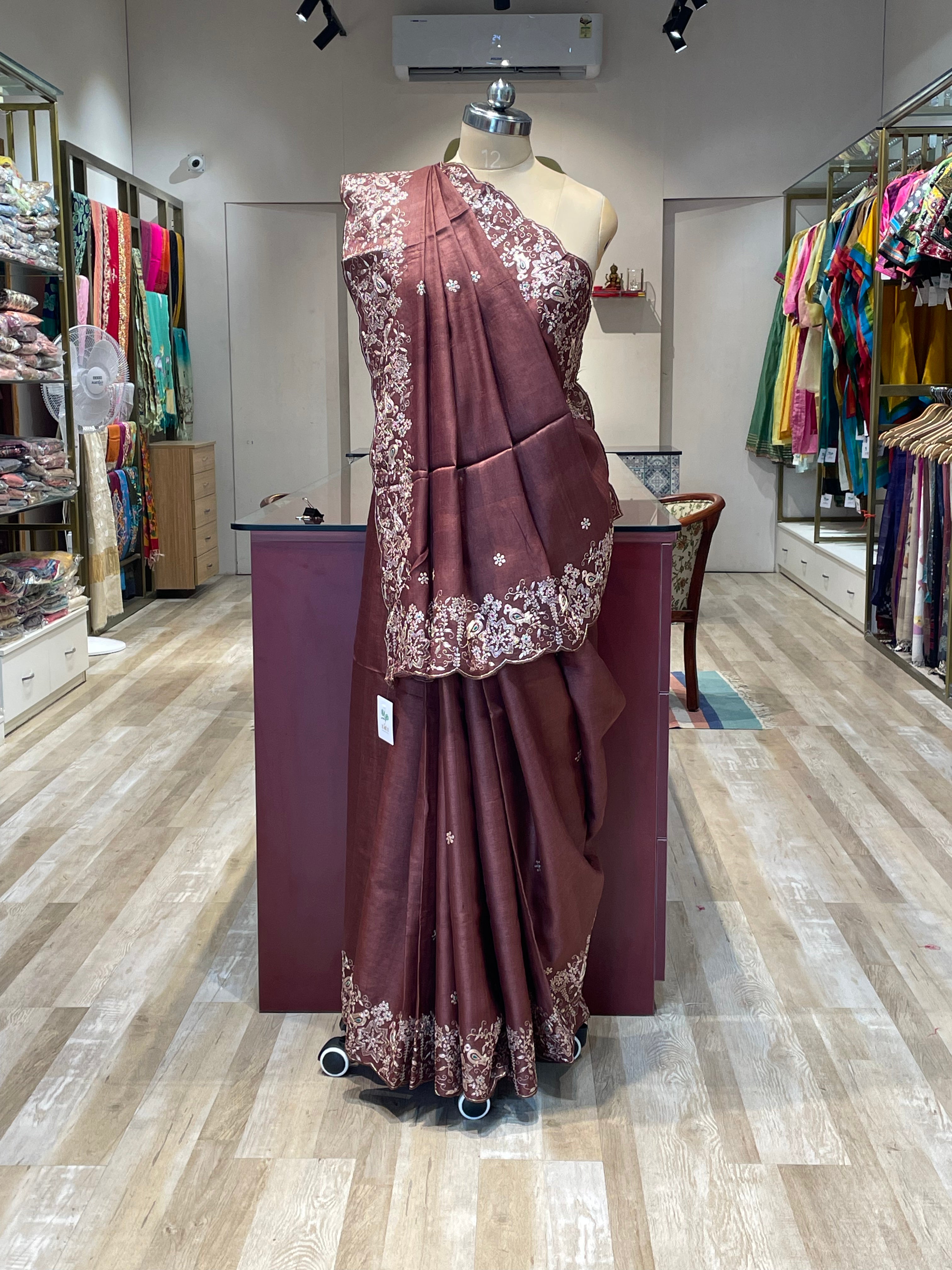 Pita work tussar saree