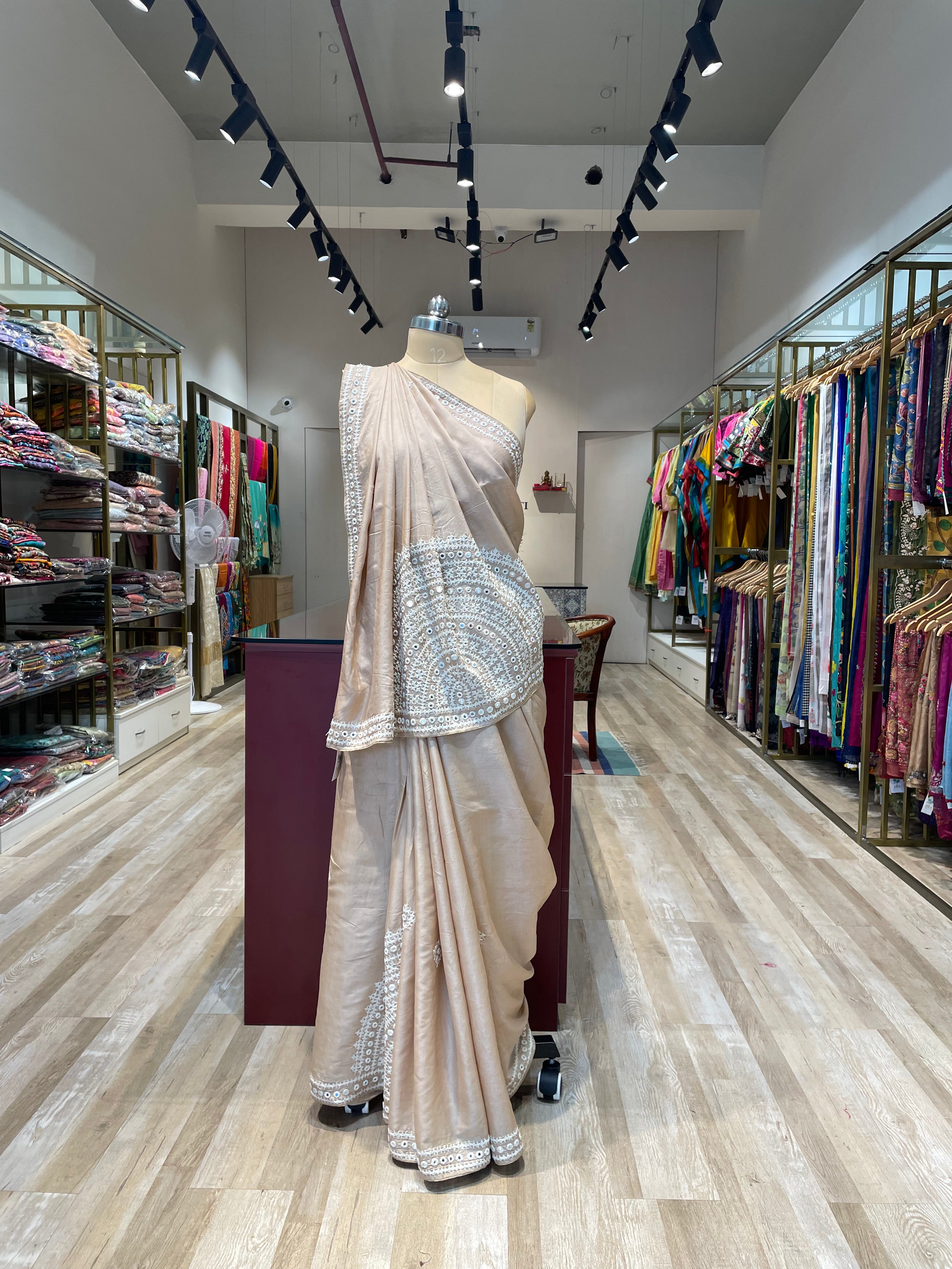Gujarati work tussar saree