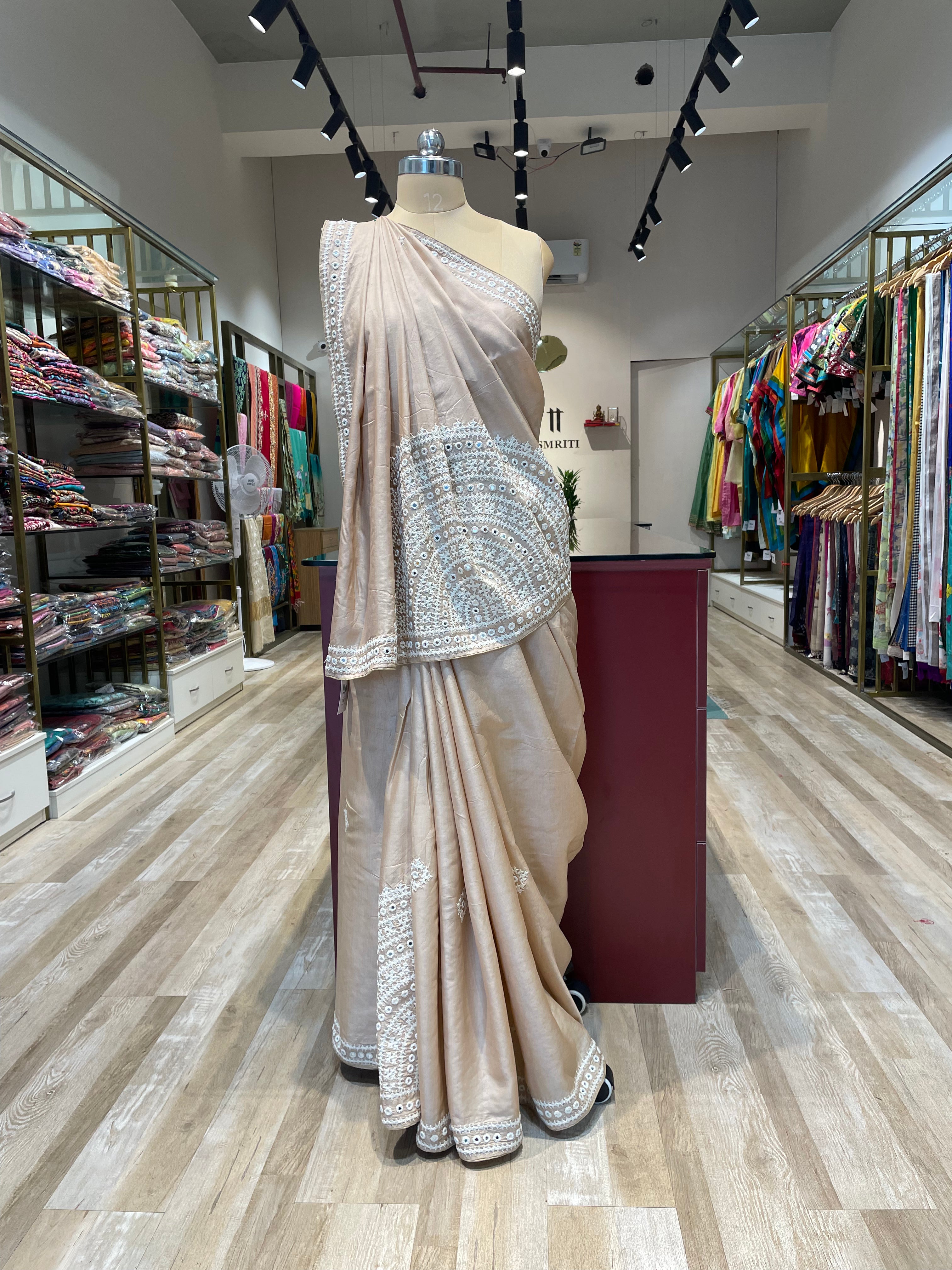 Gujarati work tussar saree