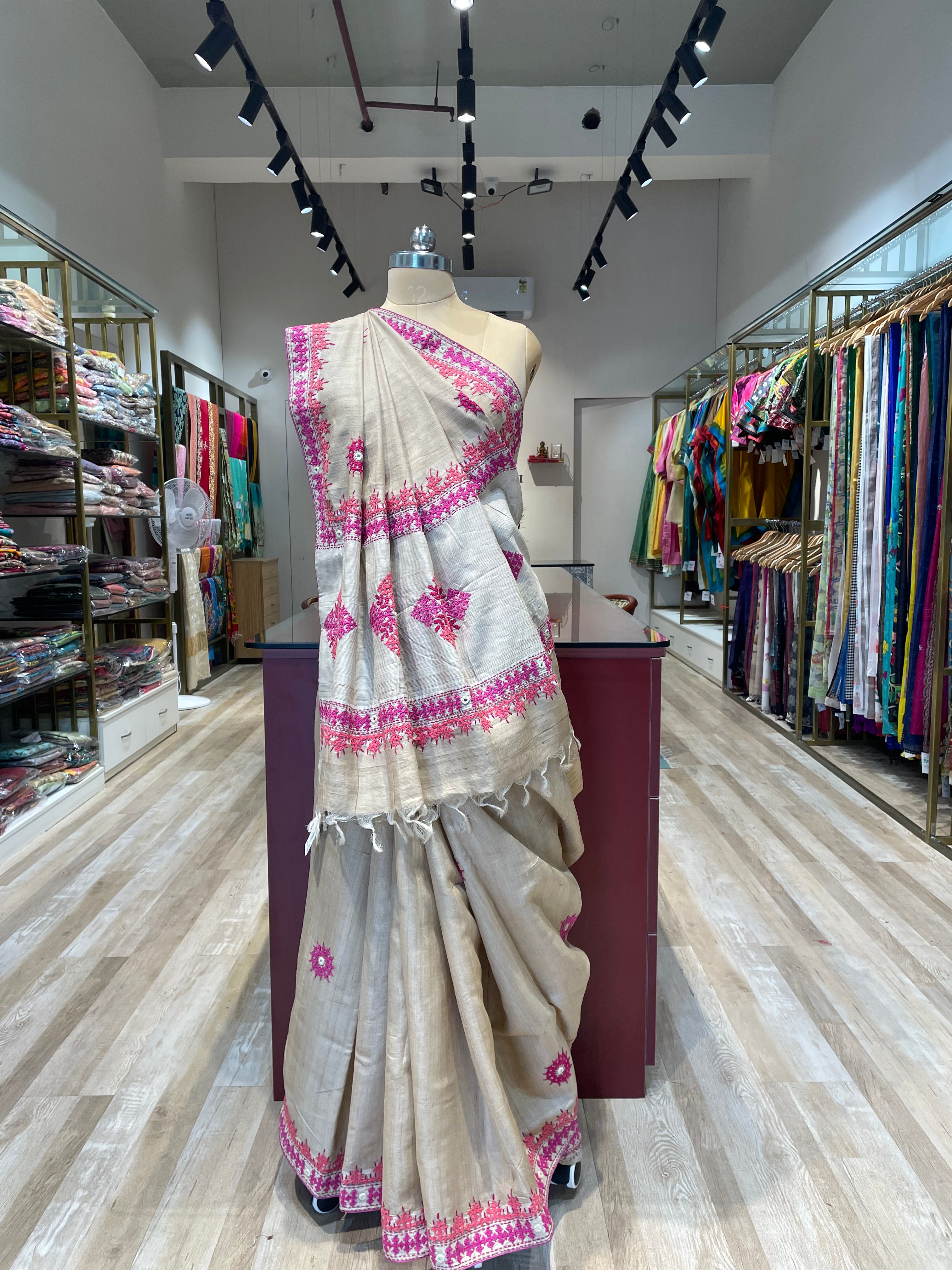 Pure tussar silk saree with Gujarati work (WP)