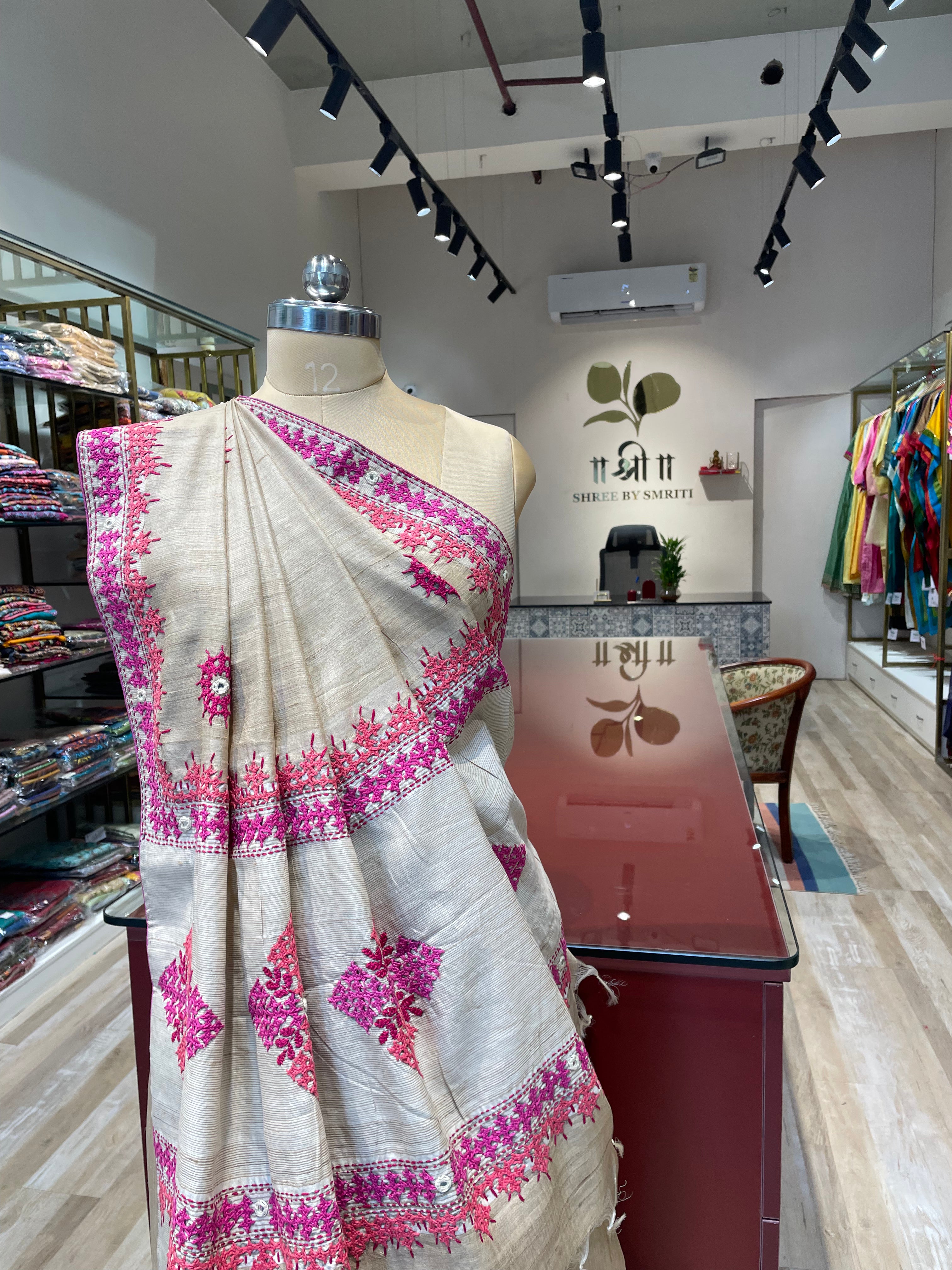 Pure tussar silk saree with Gujarati work (WP)