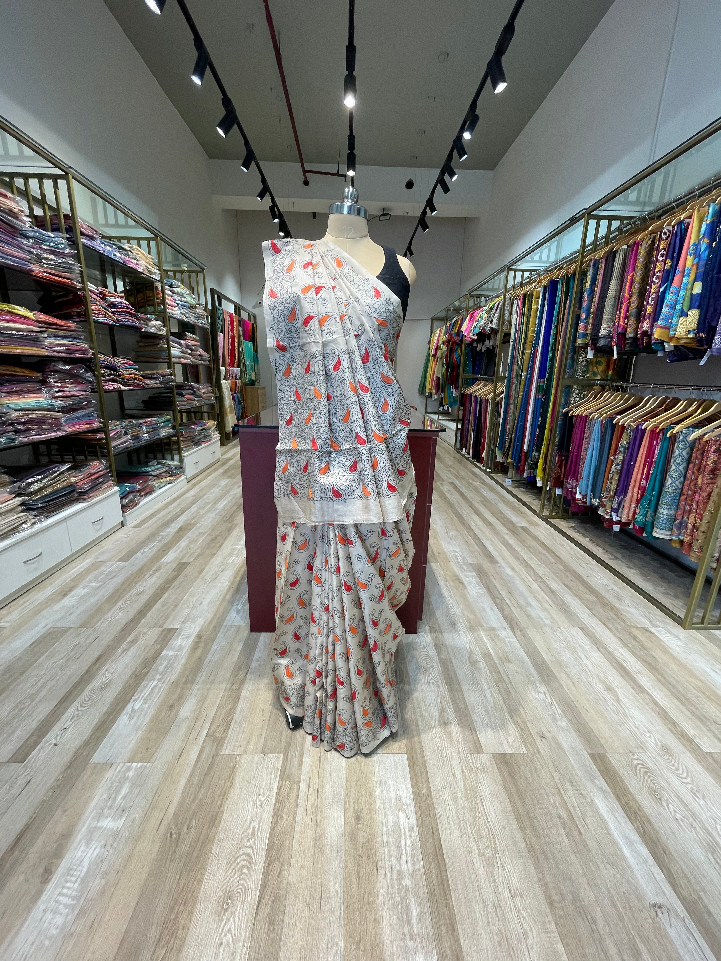 Pure tussar silk Kantha work saree (WL)