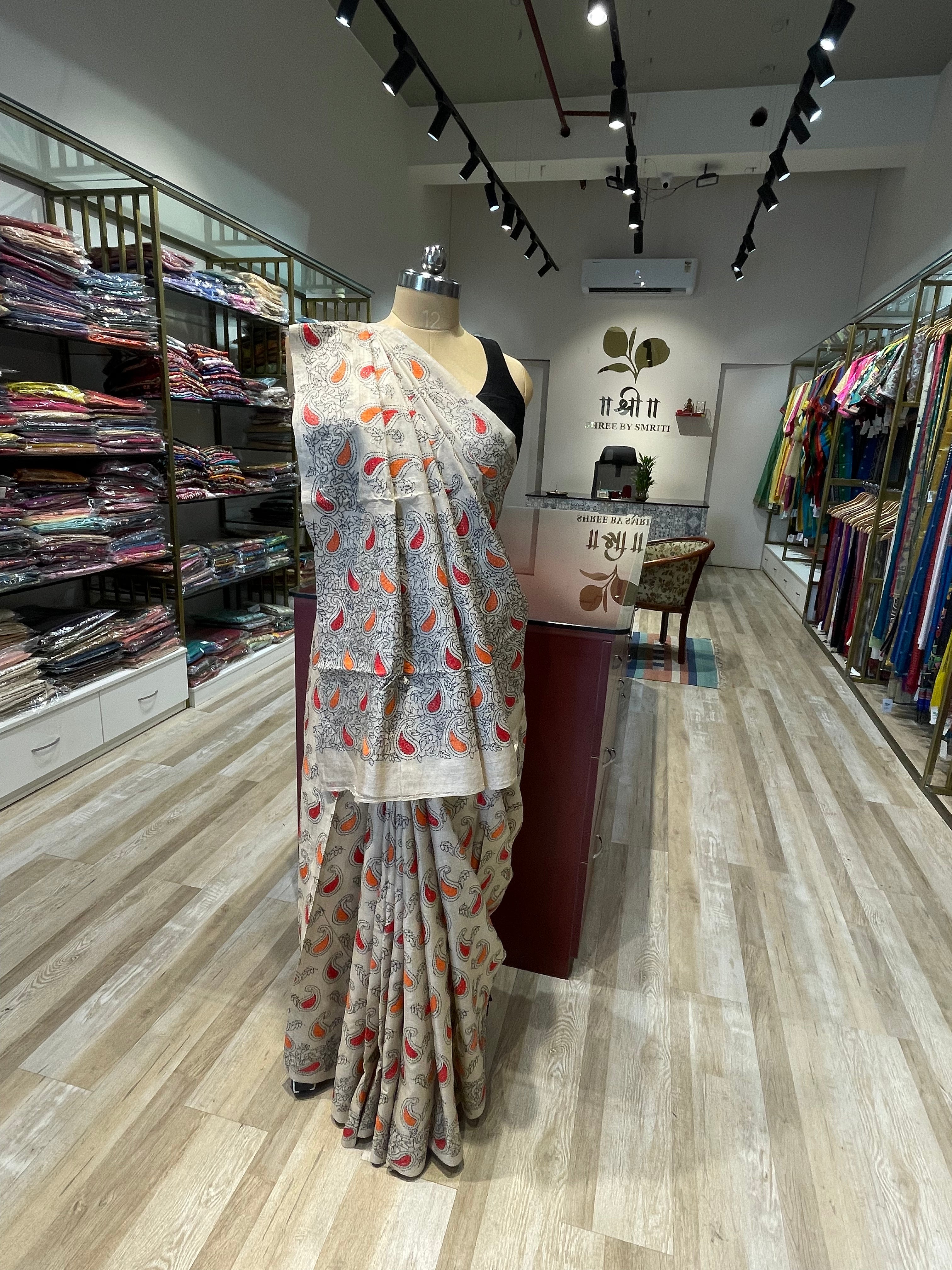 Pure tussar silk Kantha work saree (WL)