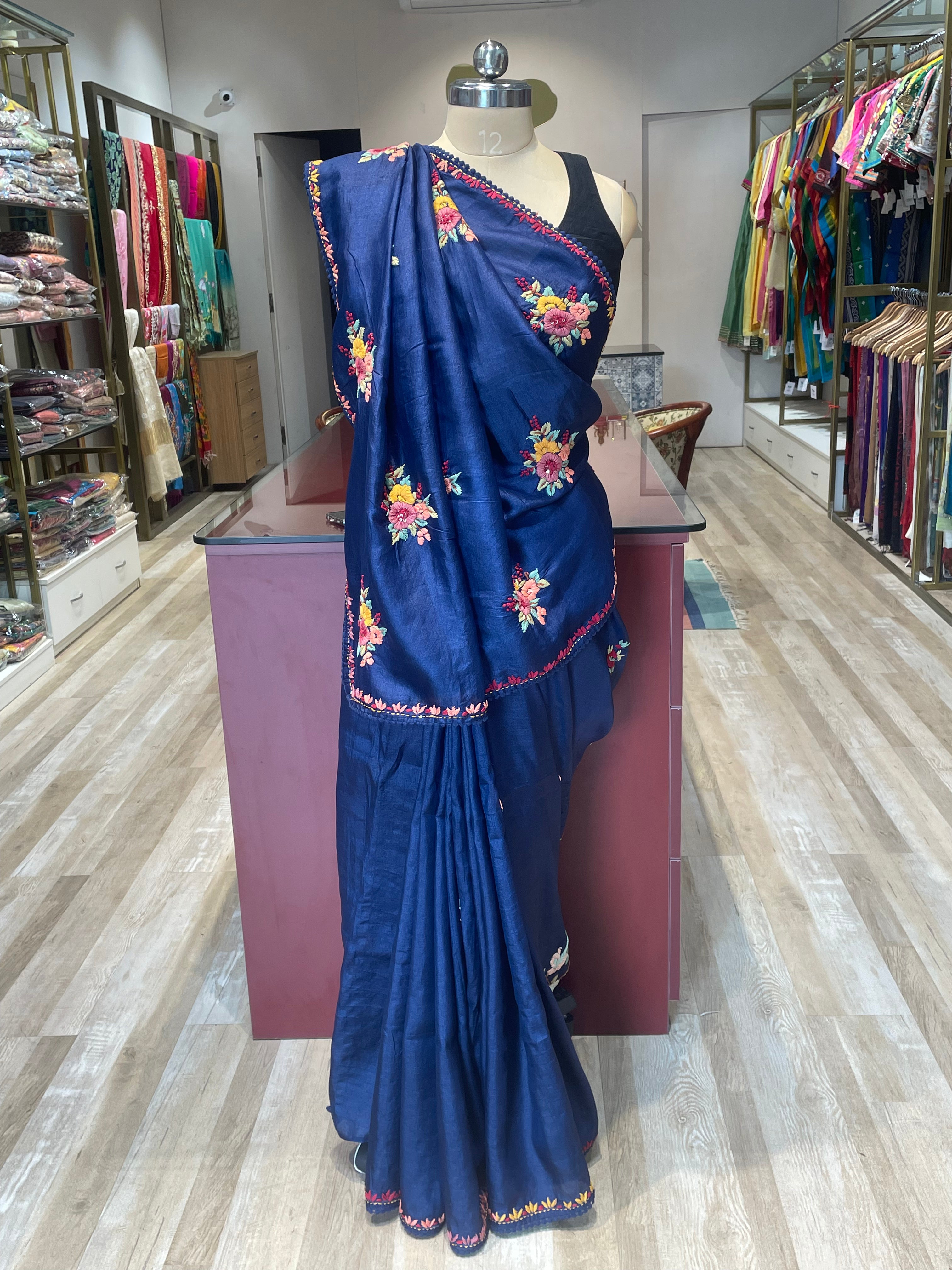 Pure tussar silk with thread work (BL)