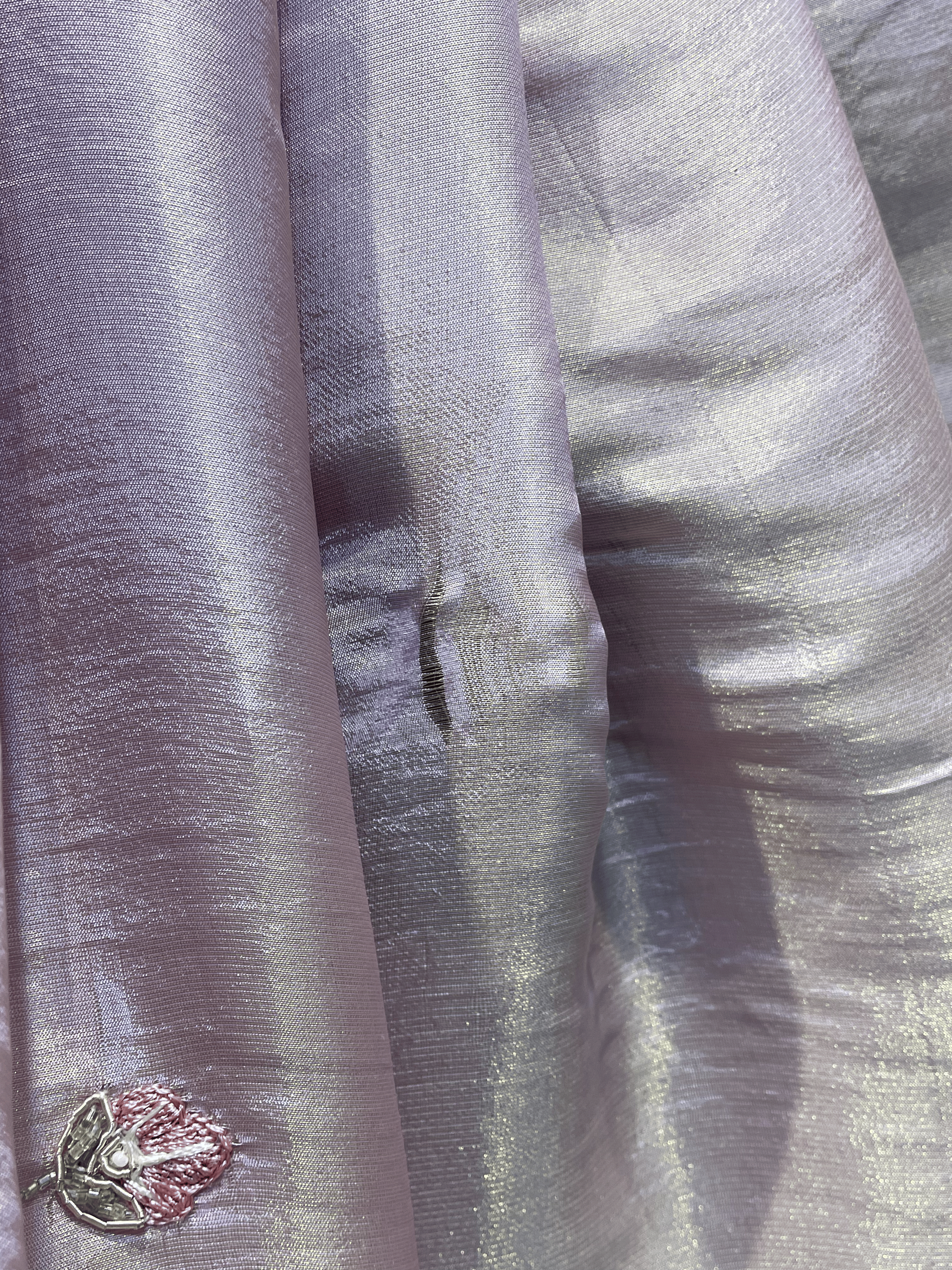 Pure satin silk saree with zardosi and threadwork  (P)