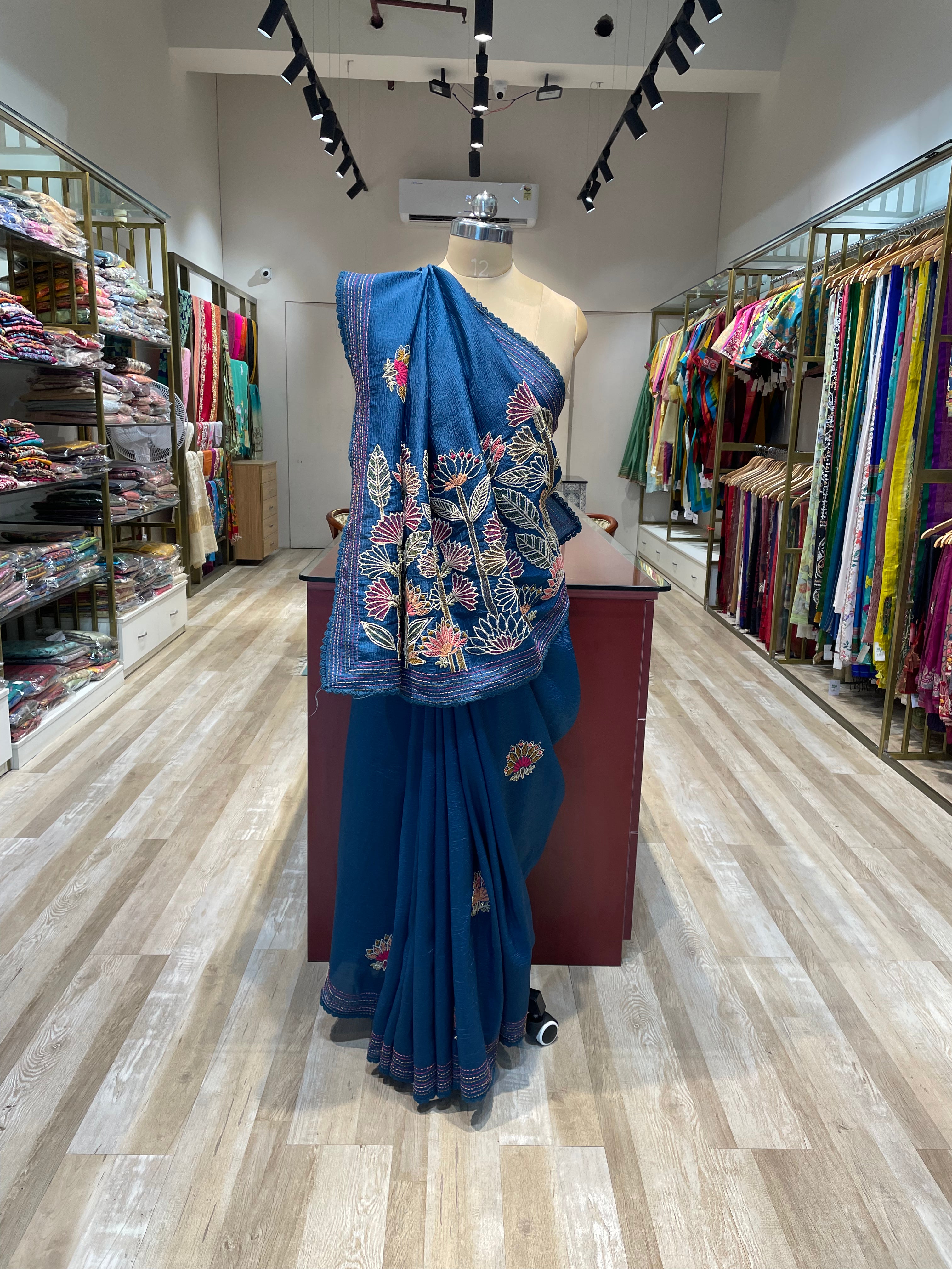 Pure crush tissue with handwork saree (B)