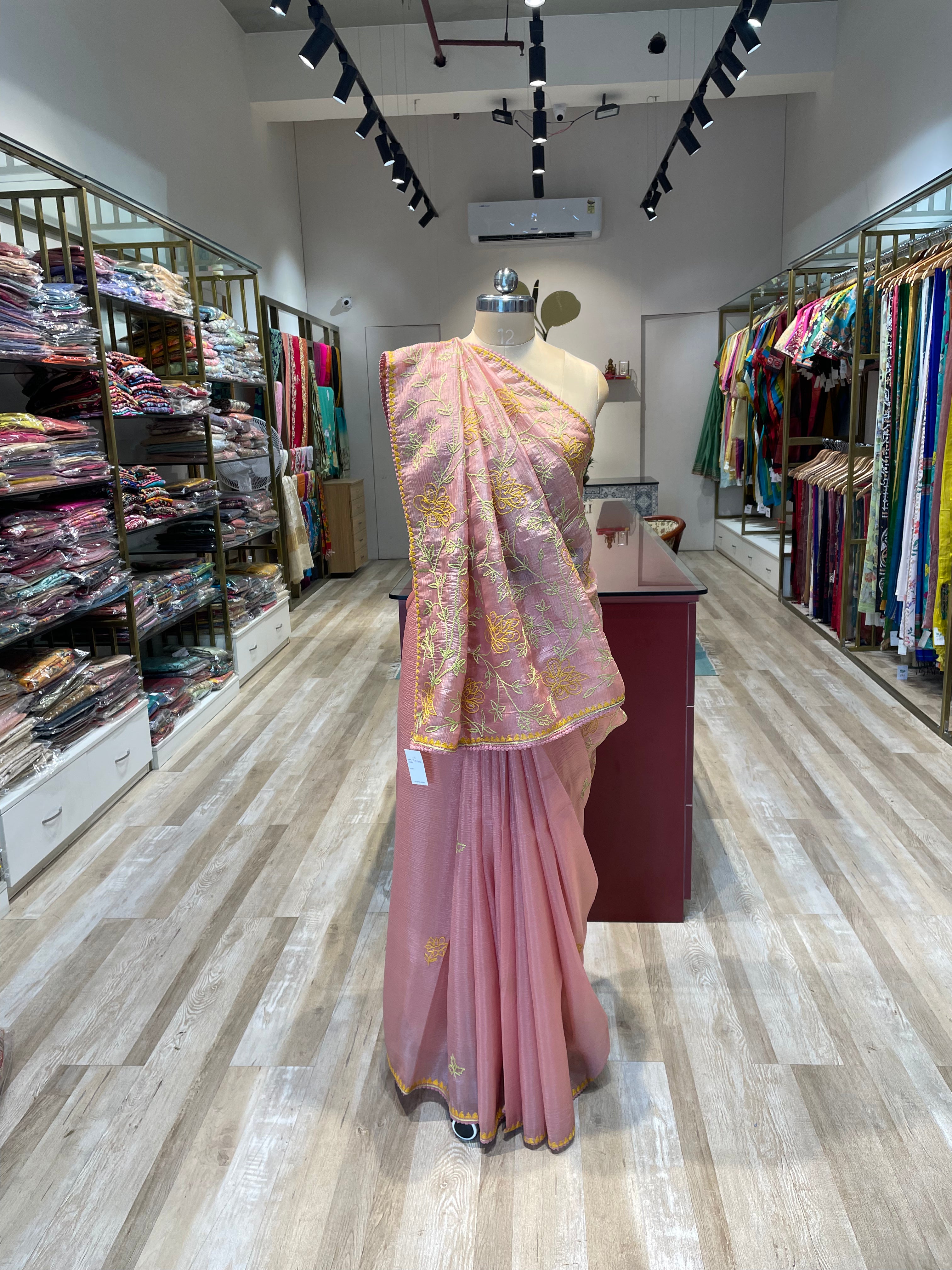 Pure crush tissue with handwork saree (LLP)