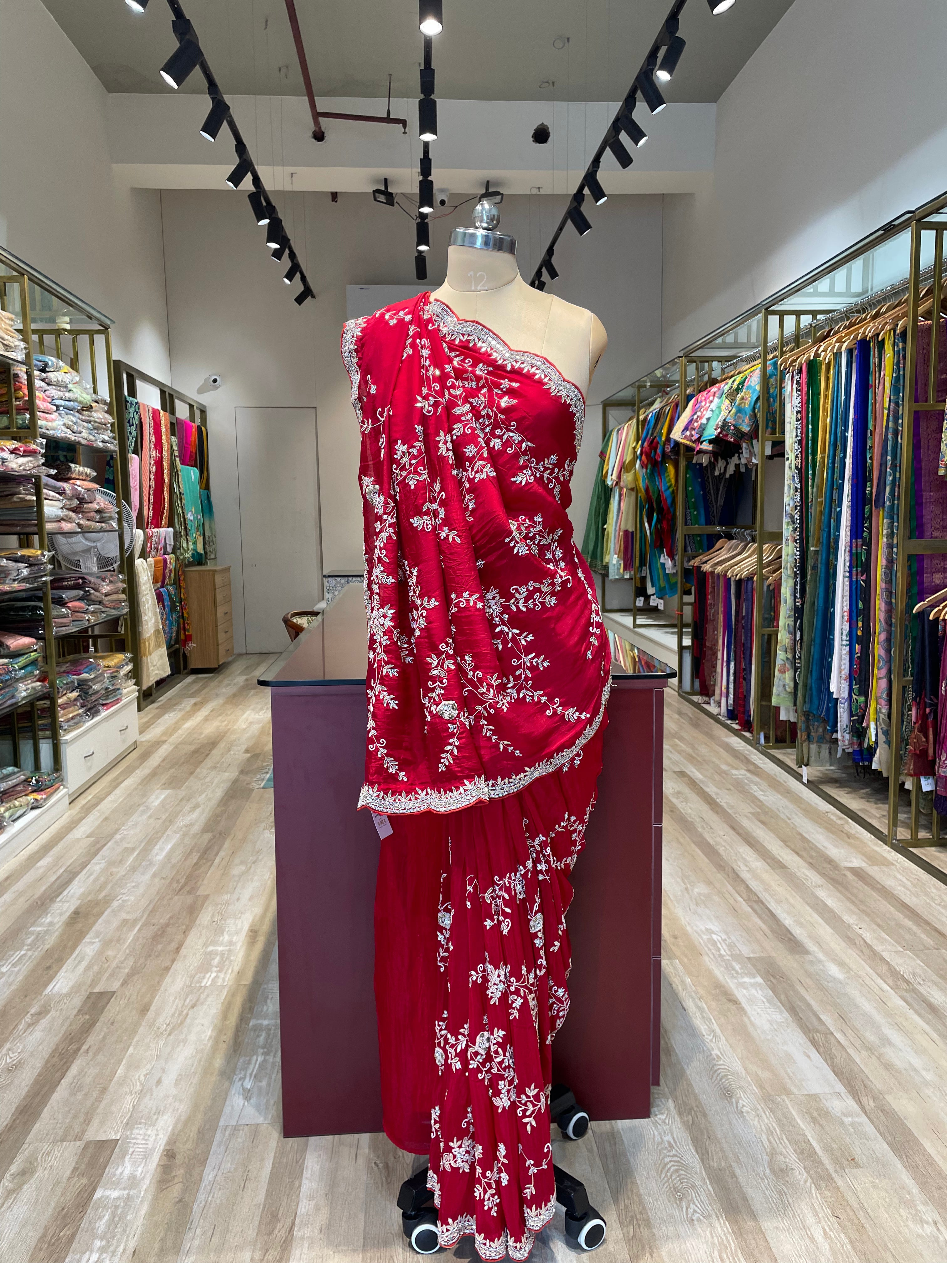 Pure satin silk  with hand work (RE)