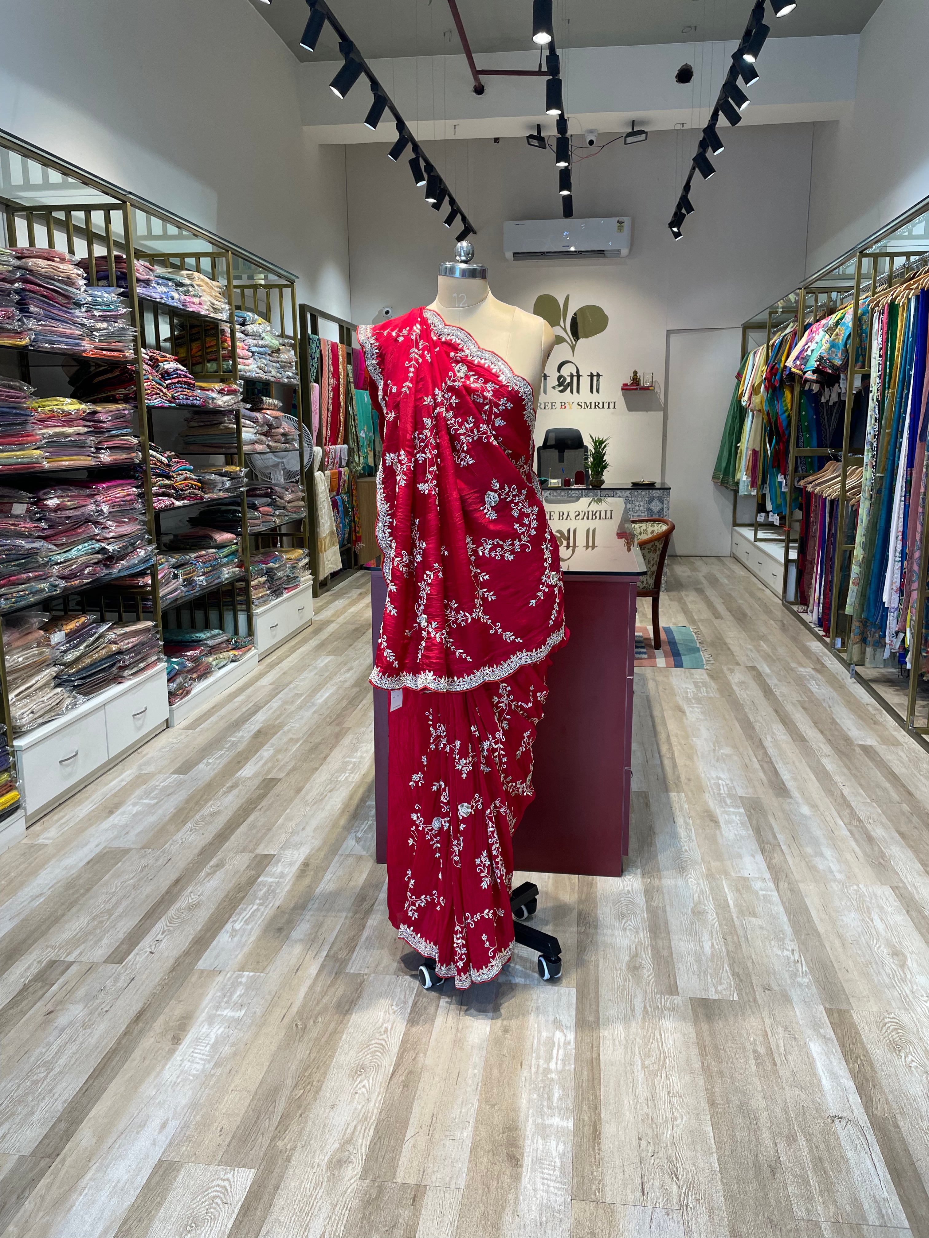 Pure satin silk  with hand work (RE)