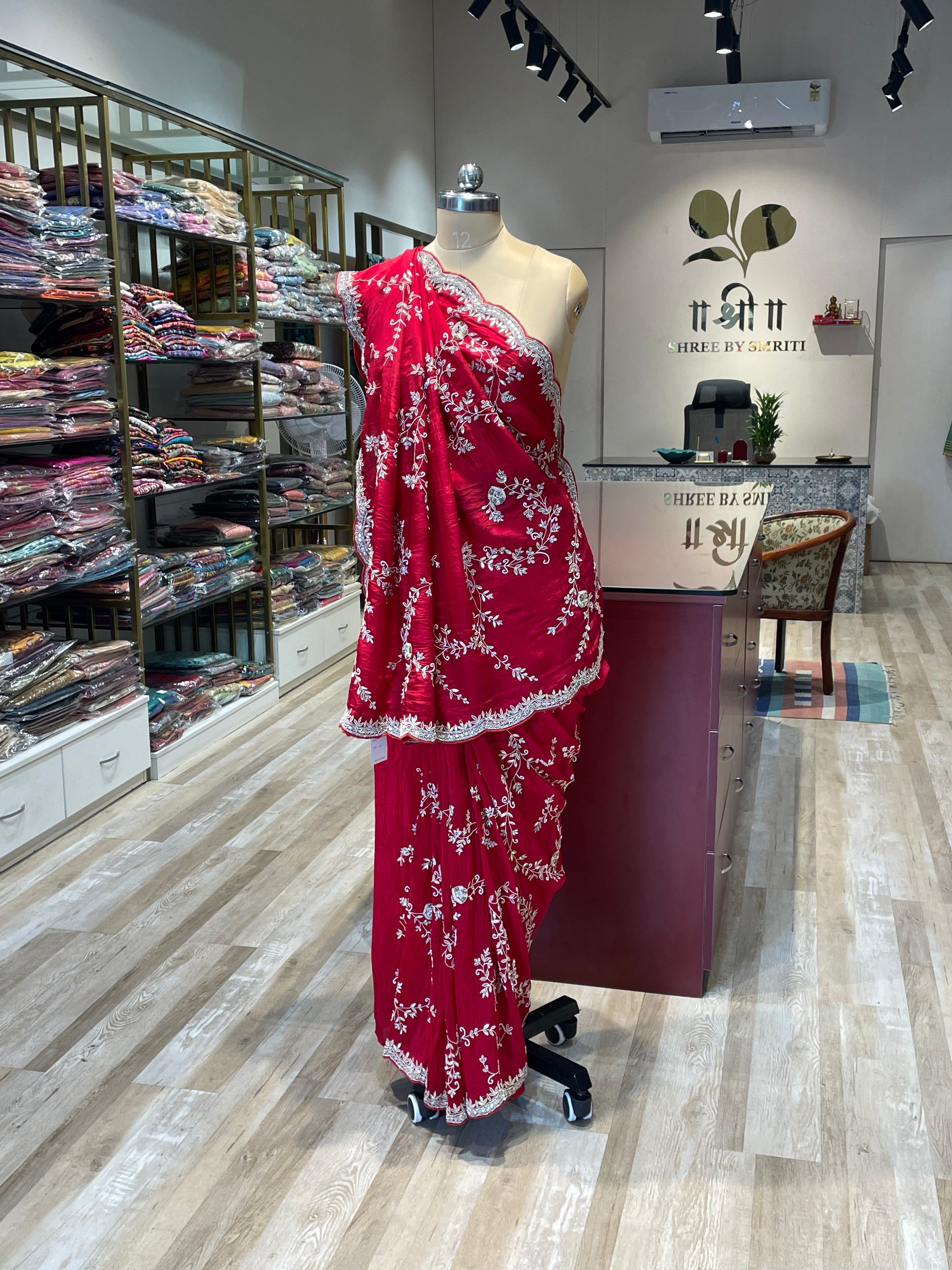 Pure satin silk  with hand work (RE)