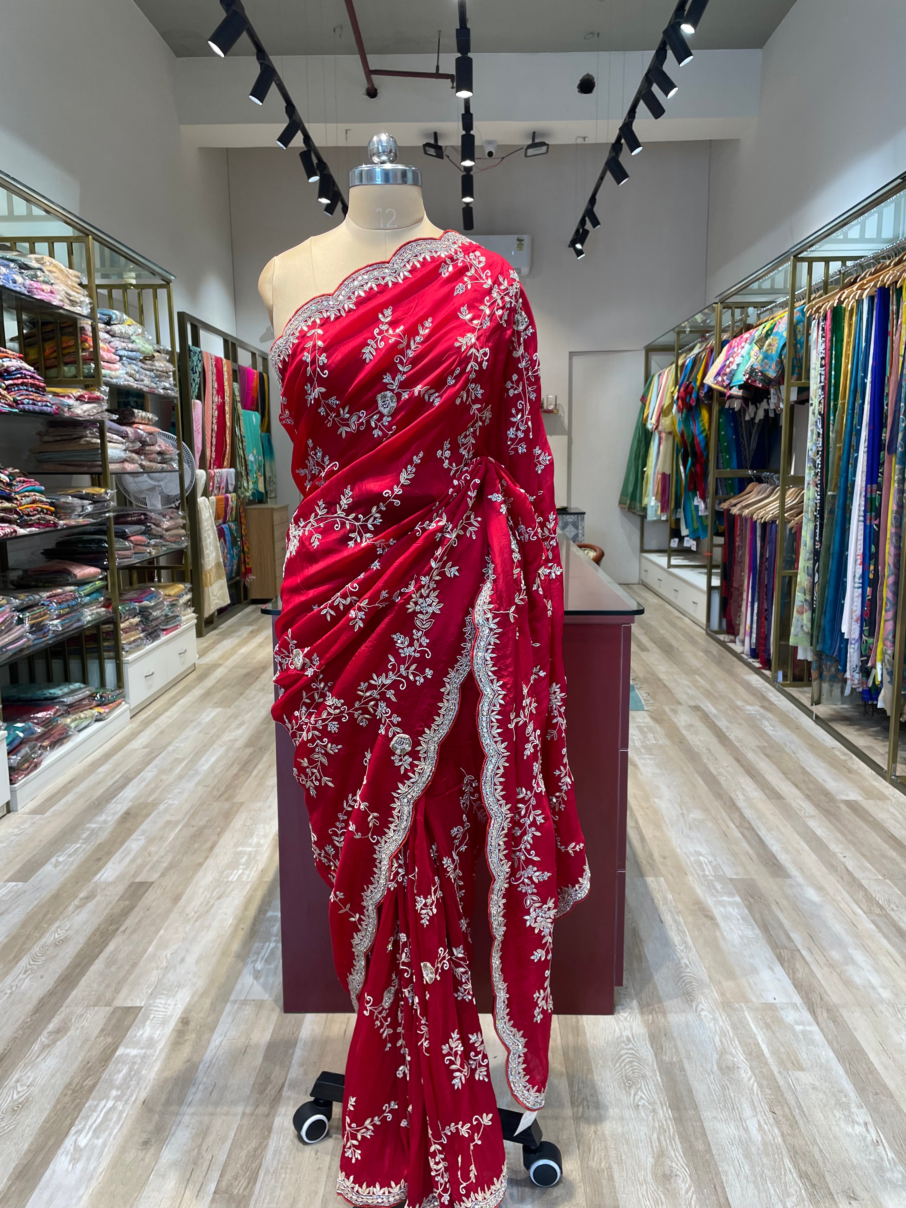 Pure satin silk  with hand work (RE)