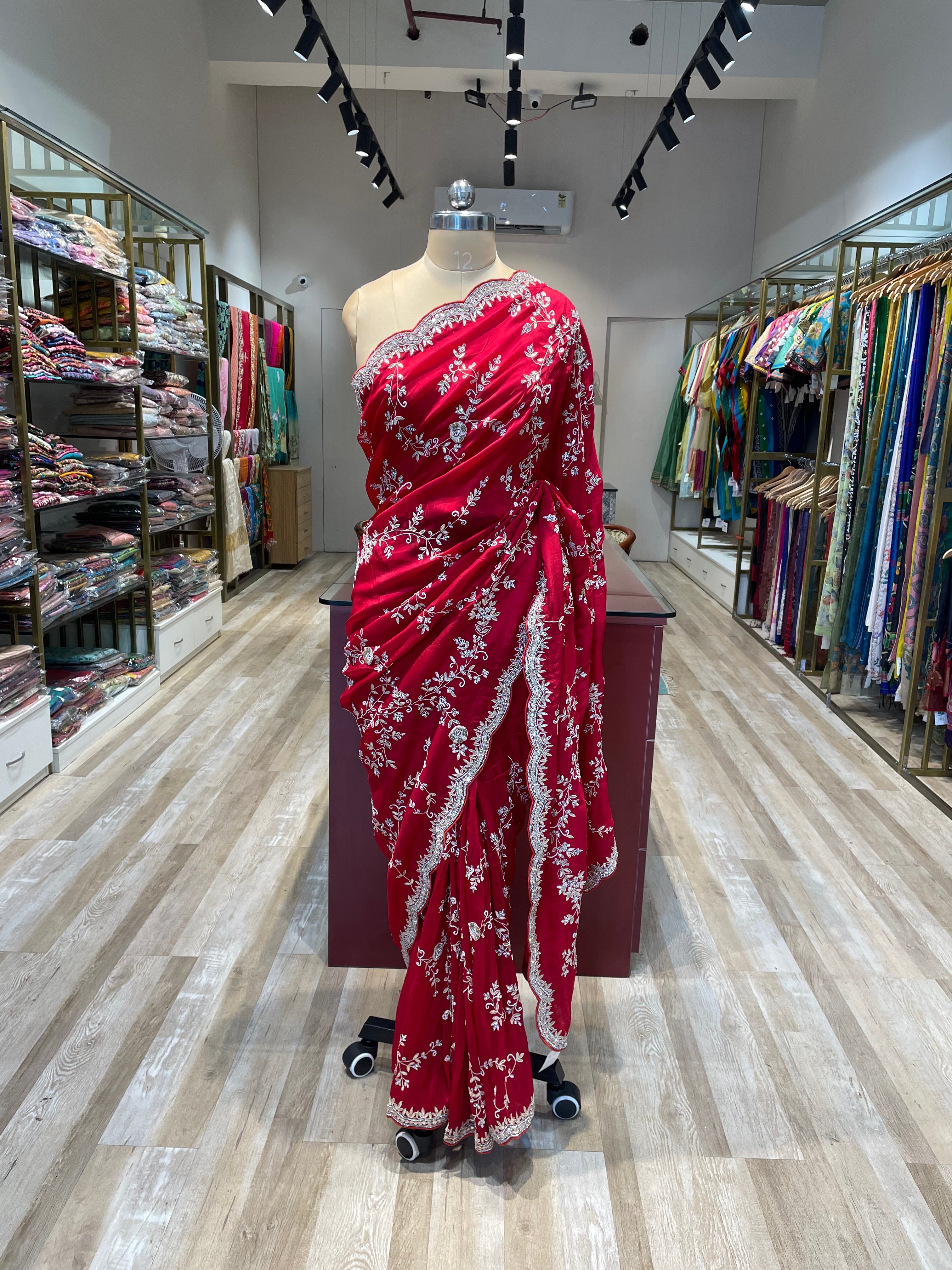 Pure satin silk  with hand work (RE)