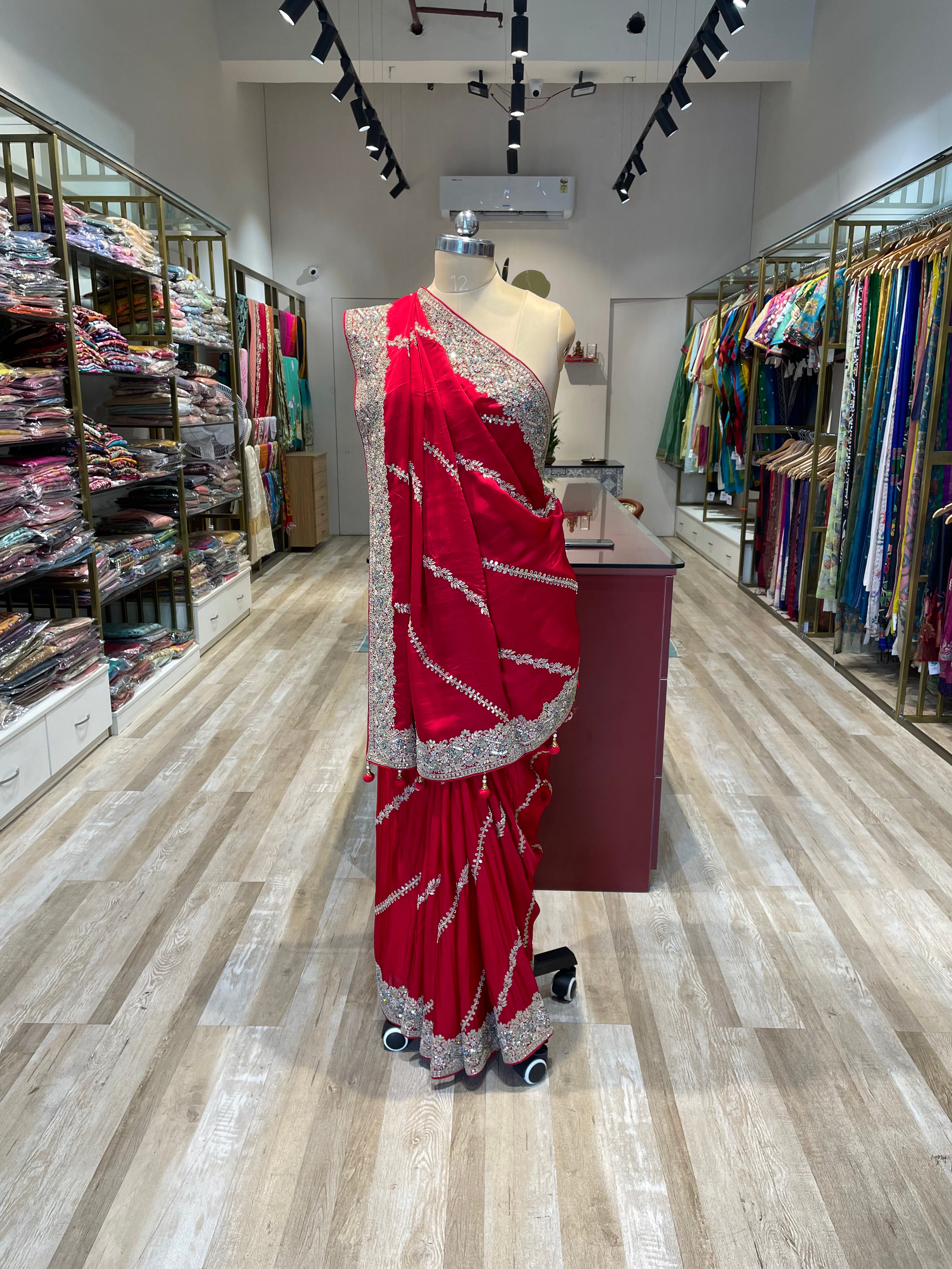 Pure satin silk  with hand work (R)