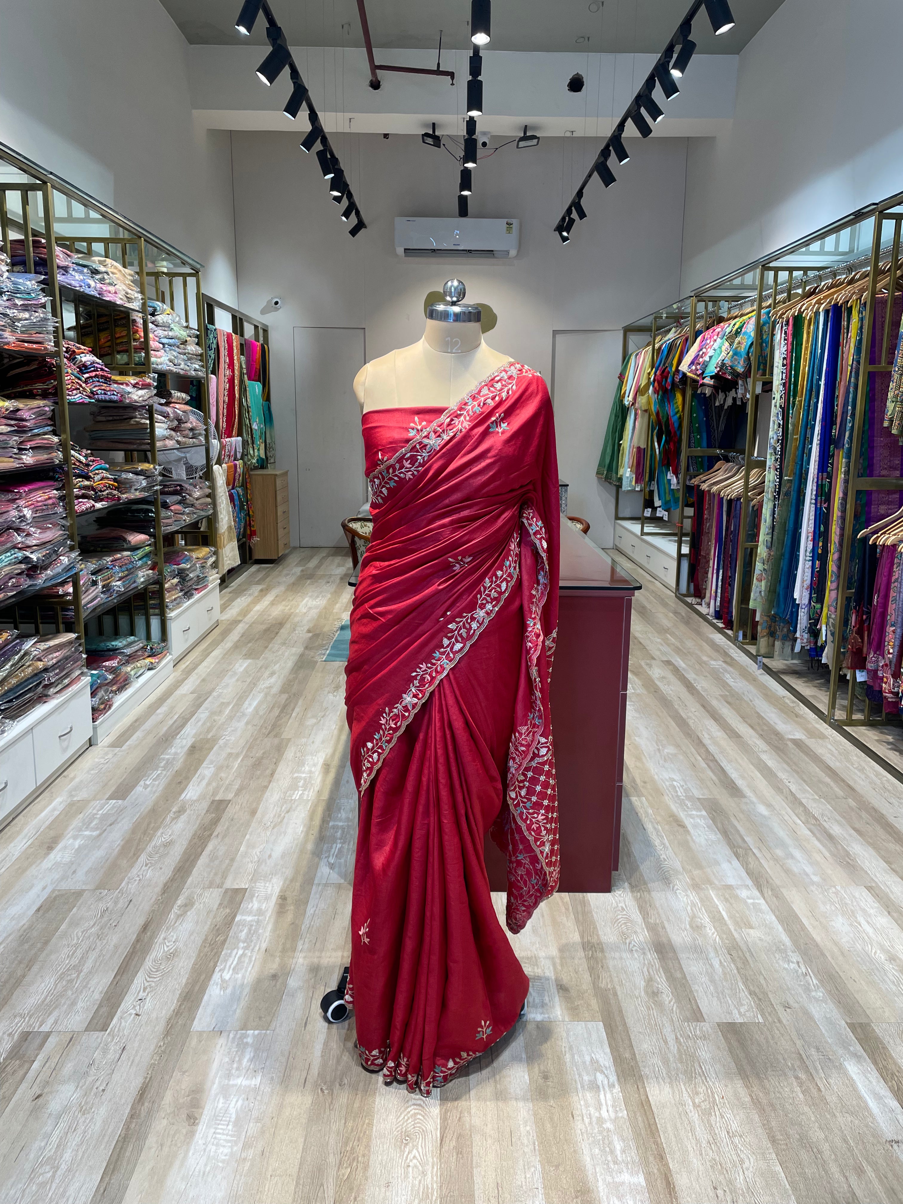 Pure tussur silk with hand work (RE)