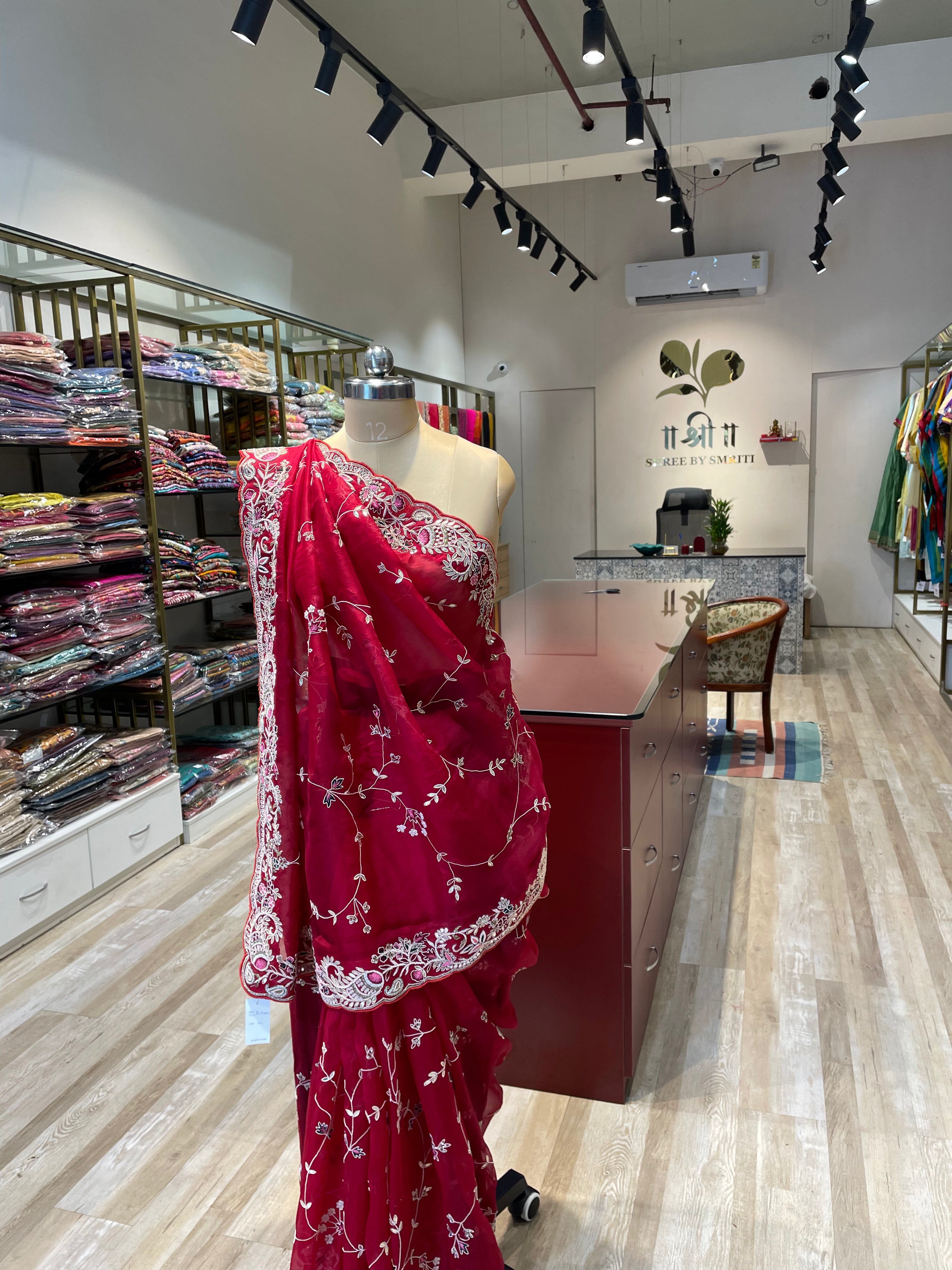 Pure organza saree with handwork (R)