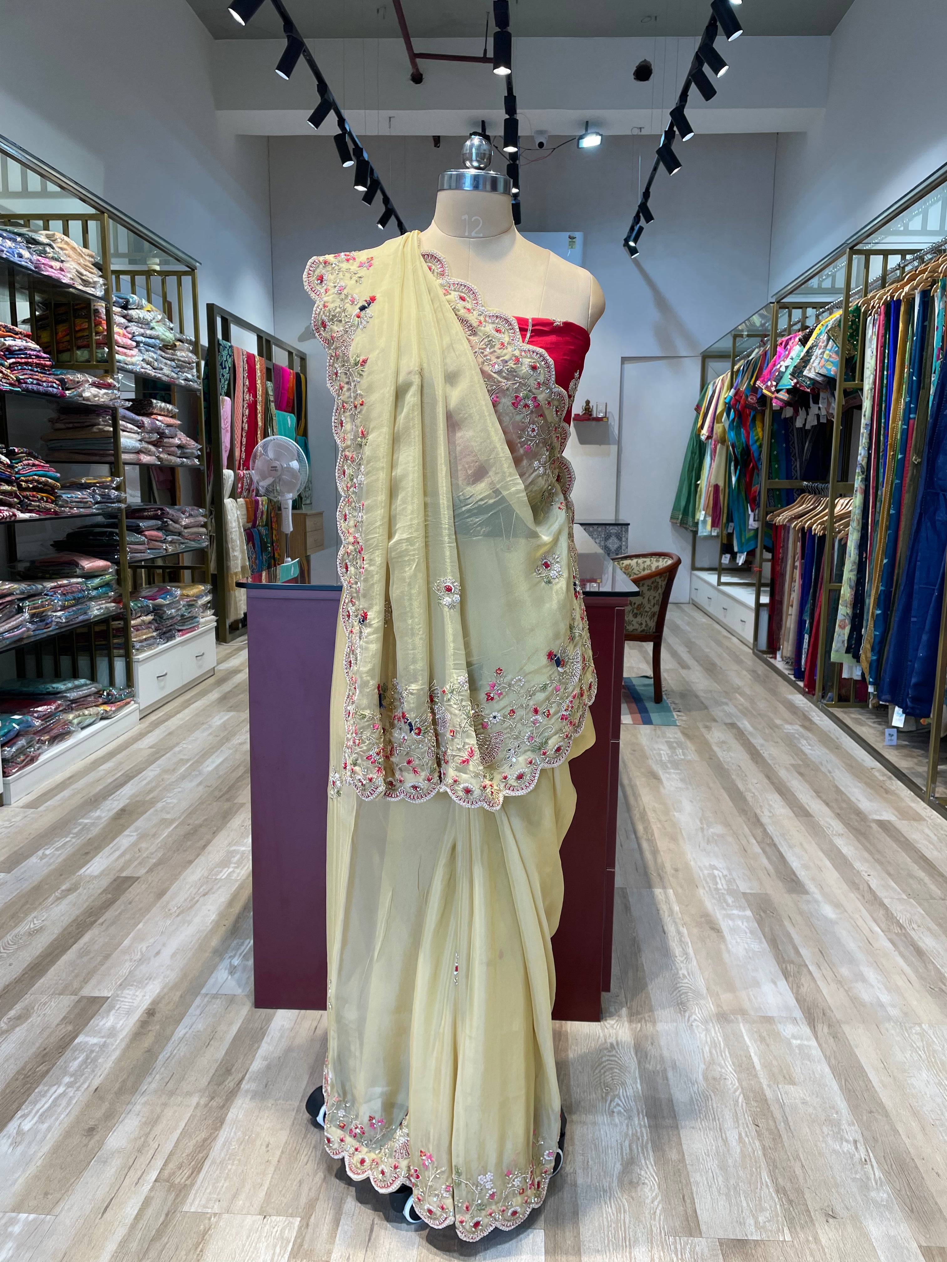 Tissue with hand work (Y)