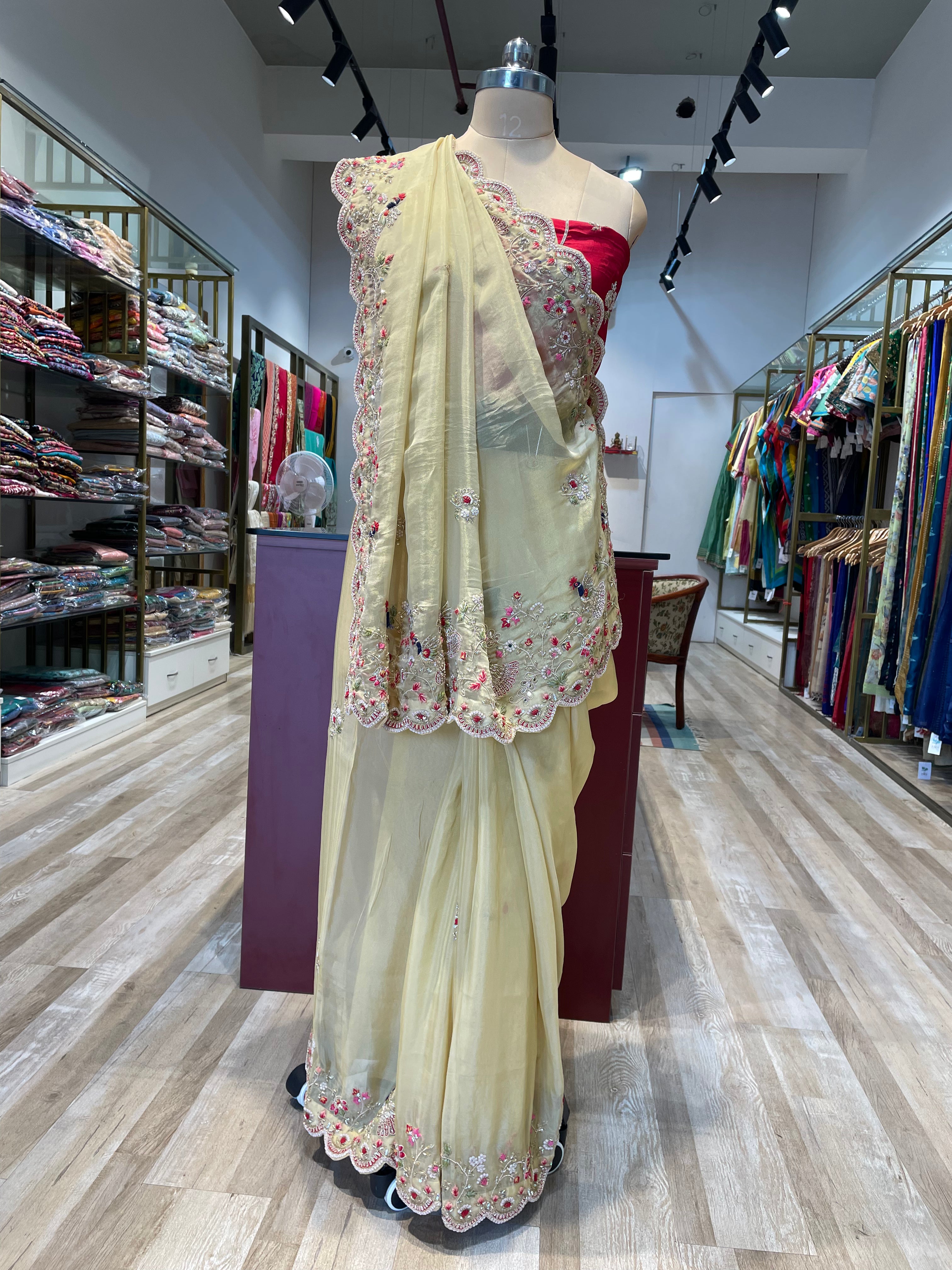 Tissue with hand work (Y)