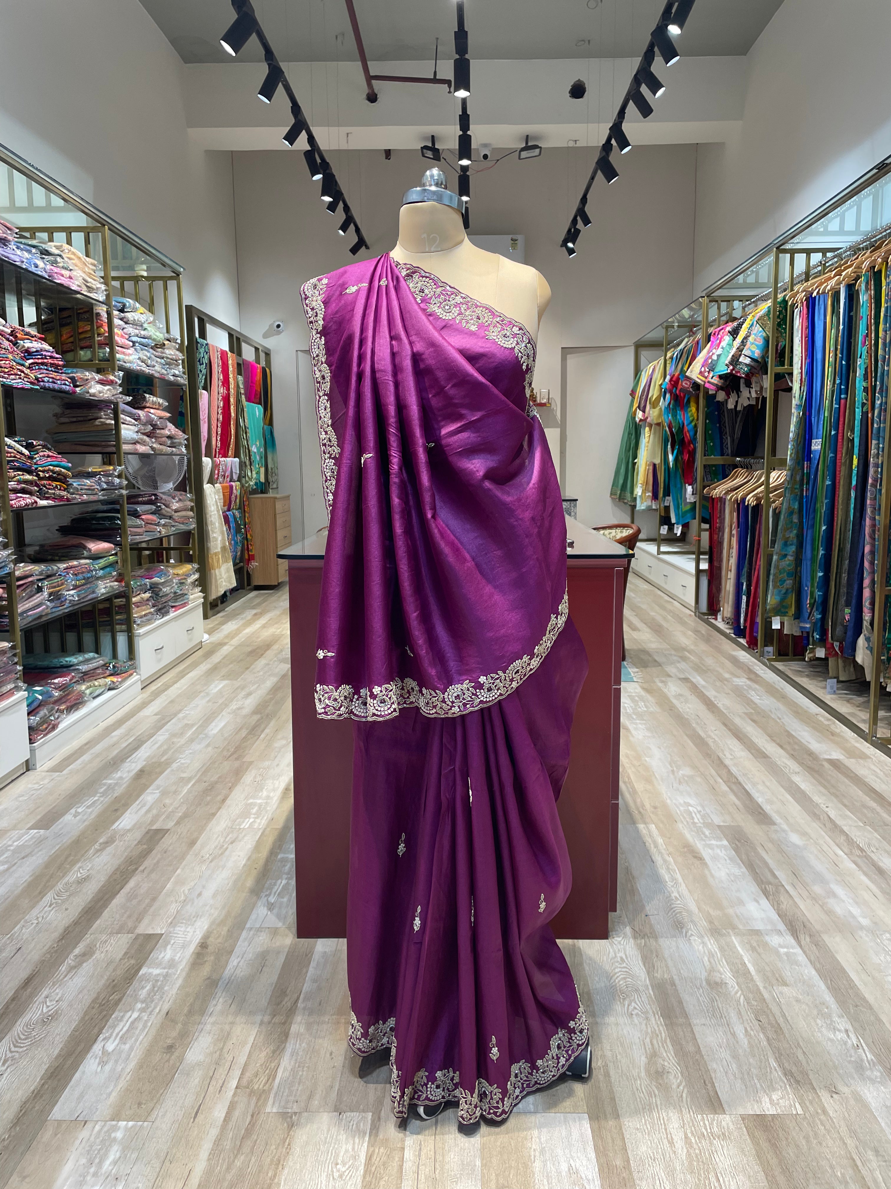 Pure tussar silk with hand work (P)